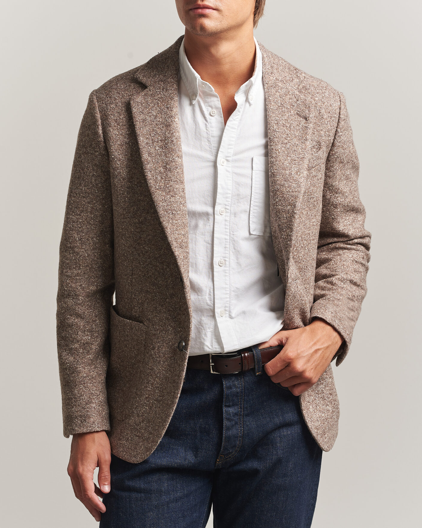 Uomini | Blazers | Gant | Wool/Silk Jersey Blazer Clay Beige