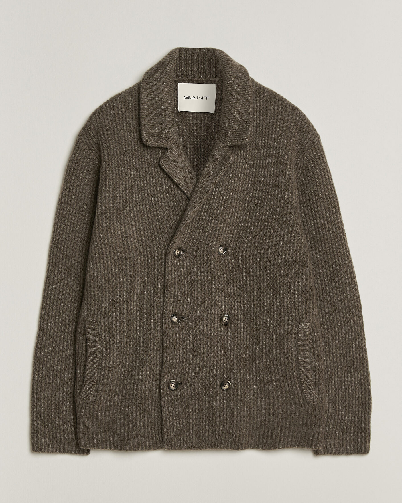Uomini | Maglieria | Gant | Wool/Yak Knitted Cardigan Faded Taupe