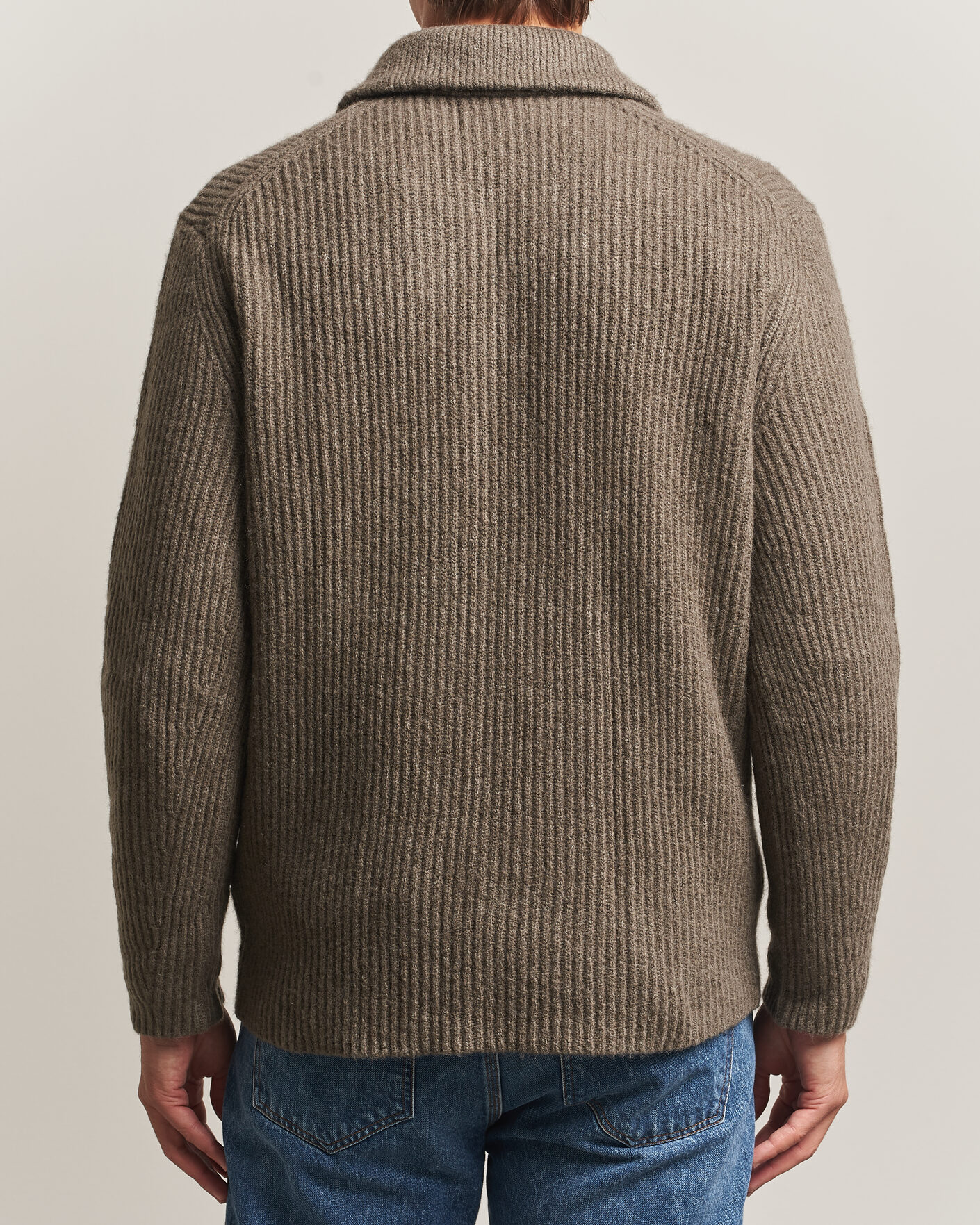 Uomini | Maglieria | Gant | Wool/Yak Knitted Cardigan Faded Taupe