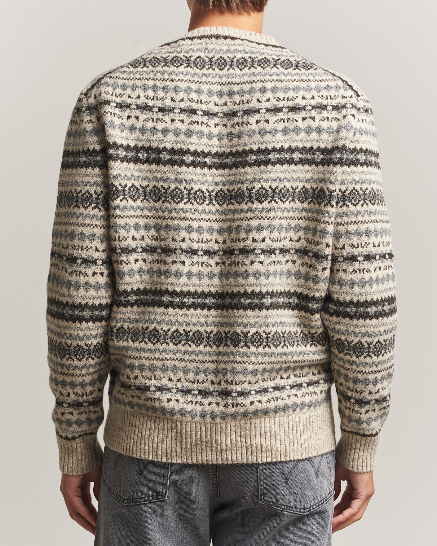 Uomini | Maglieria | Gant | Brushed Wool Fair Isle Sweater Light Beige Melange