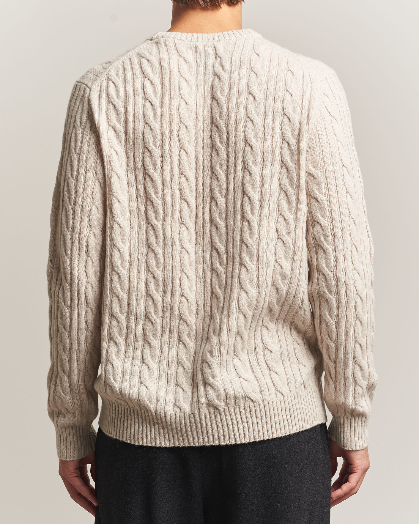 Uomini | Maglieria | Gant | Lambswool Cable Crew Neck Clay Beige