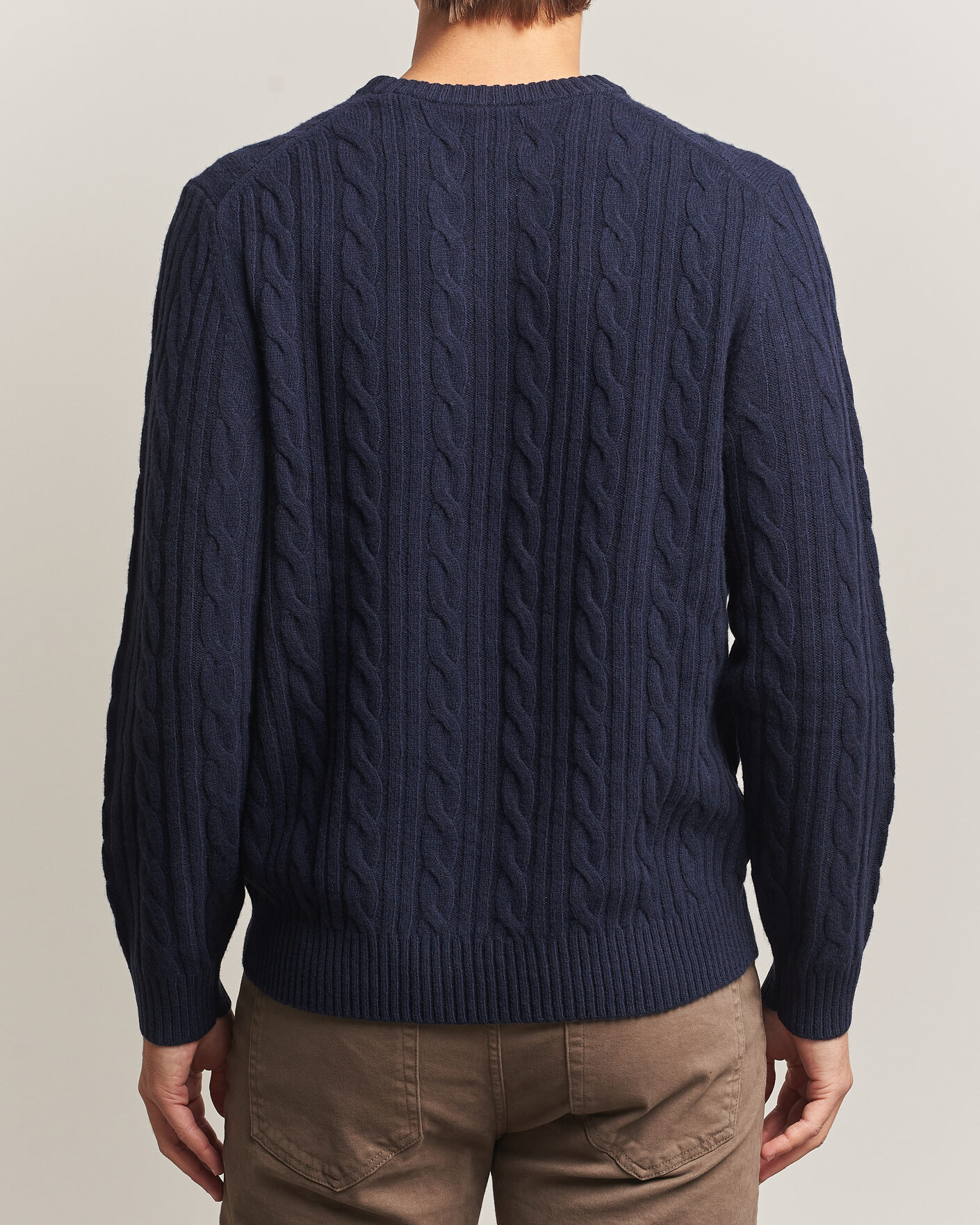 Uomini | Maglieria | Gant | Lambswool Cable Crew Neck Evening Blue