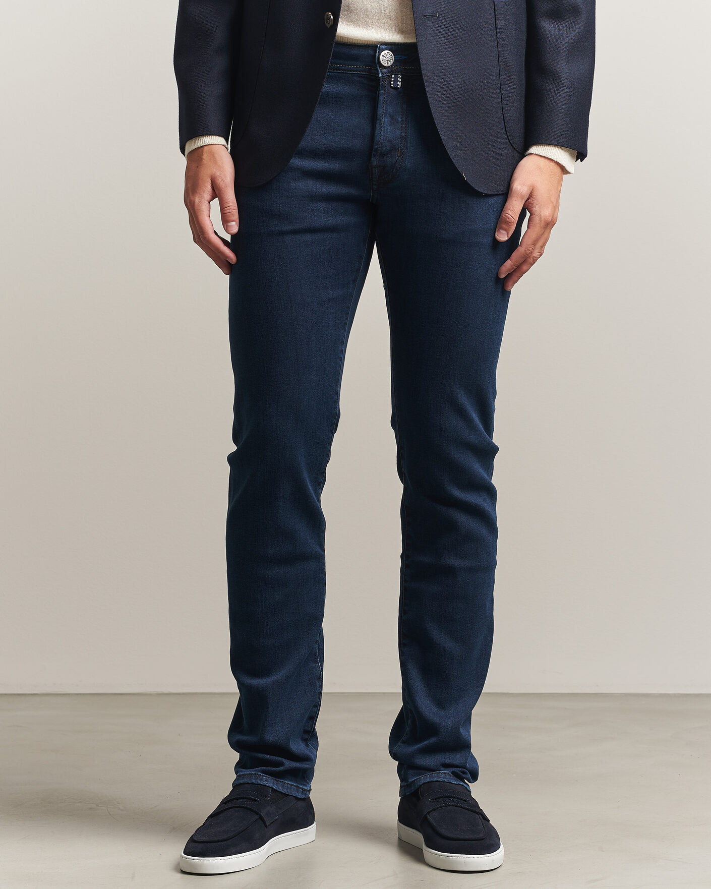 Uomini | Jeans | Jacob Cohën | Nick Slim Fit Washed Stretch Jeans Dark Blue