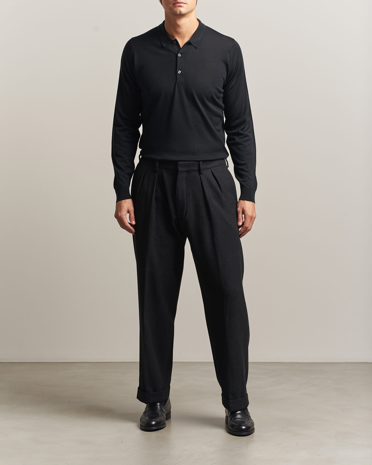 Uomini | Maglieria | John Smedley | Belper Extra Fine Merino Polo Pullover Black