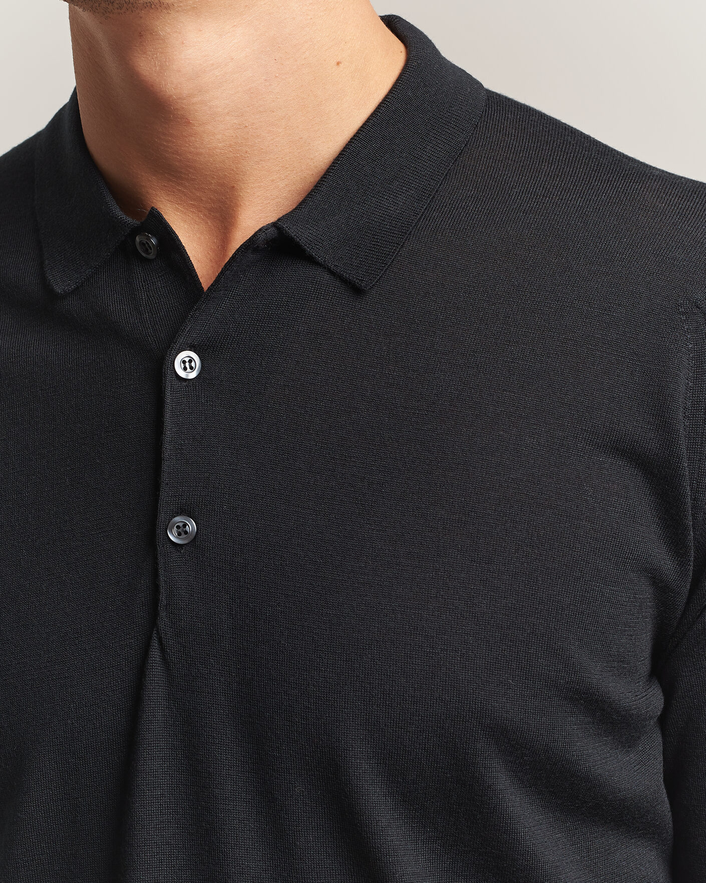 Uomini | Maglieria | John Smedley | Belper Extra Fine Merino Polo Pullover Black
