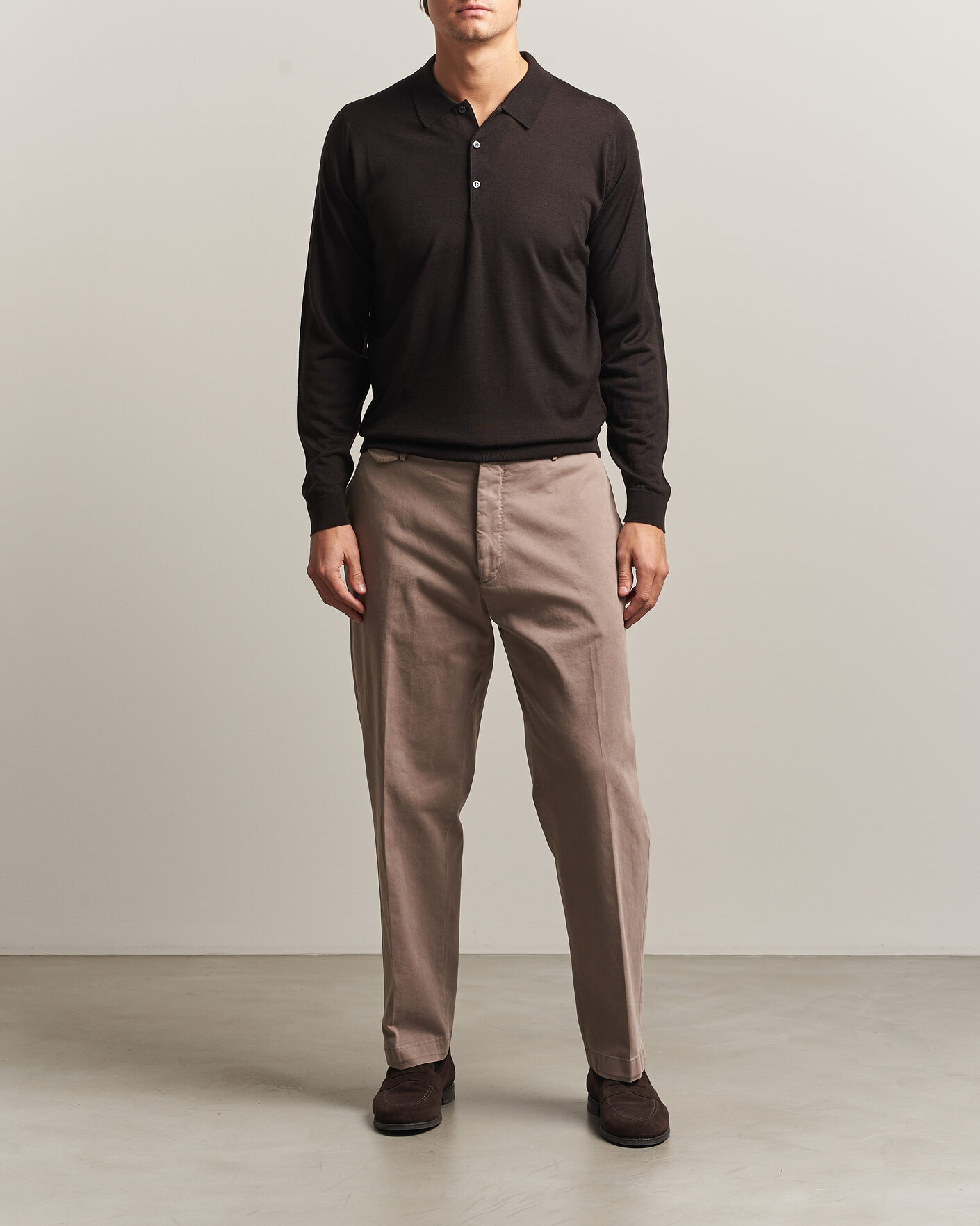 Uomini | Maglieria | John Smedley | Belper Extra Fine Merino Polo Pullover Faulkner Brown