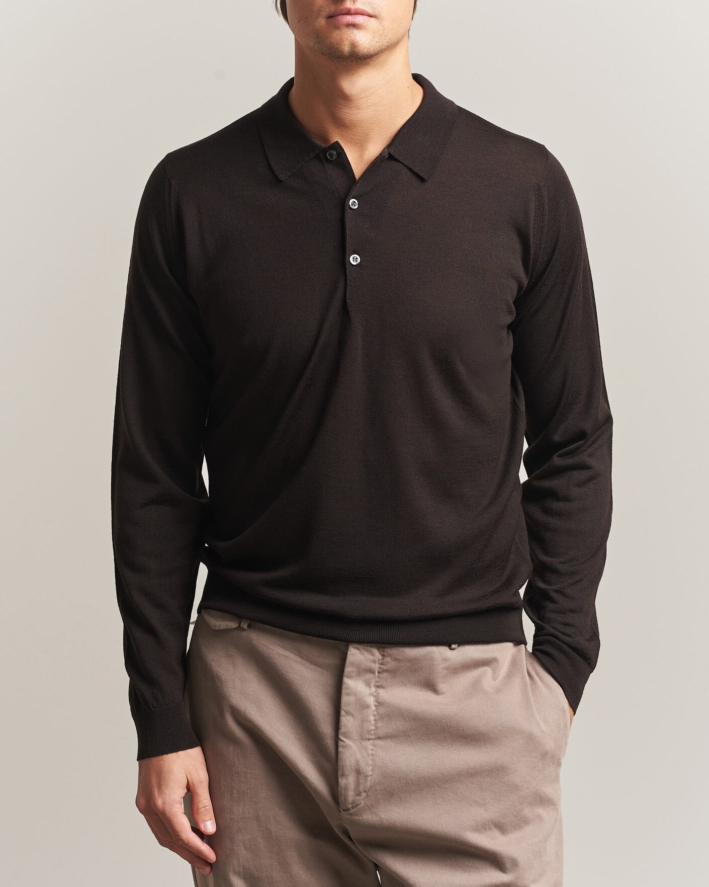 Uomini | Maglieria | John Smedley | Belper Extra Fine Merino Polo Pullover Faulkner Brown