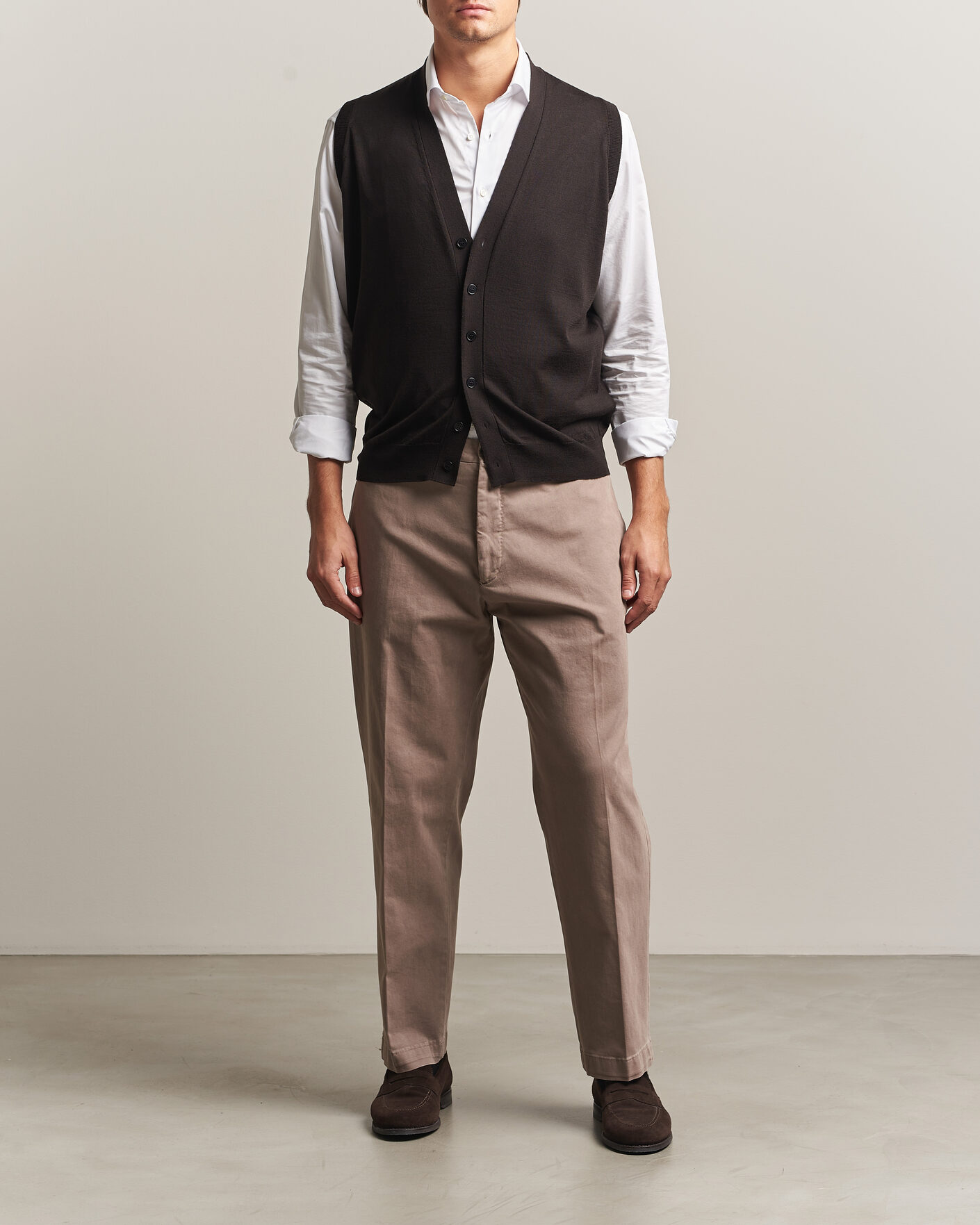 Uomini | Maglieria | John Smedley | Bolton Extra Fine Merino Waistcoat Faulkner Brown