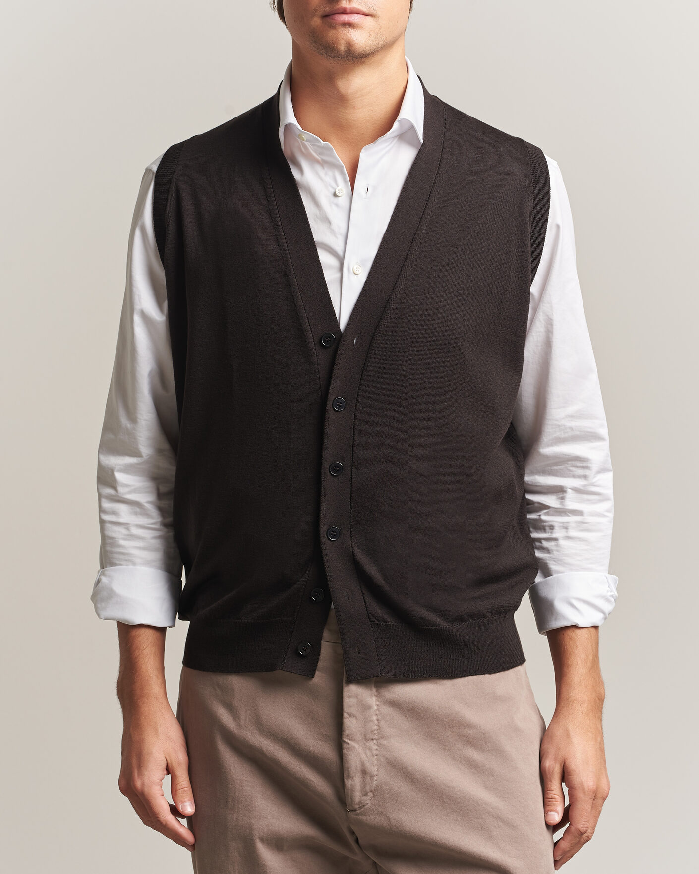 Uomini | Maglieria | John Smedley | Bolton Extra Fine Merino Waistcoat Faulkner Brown