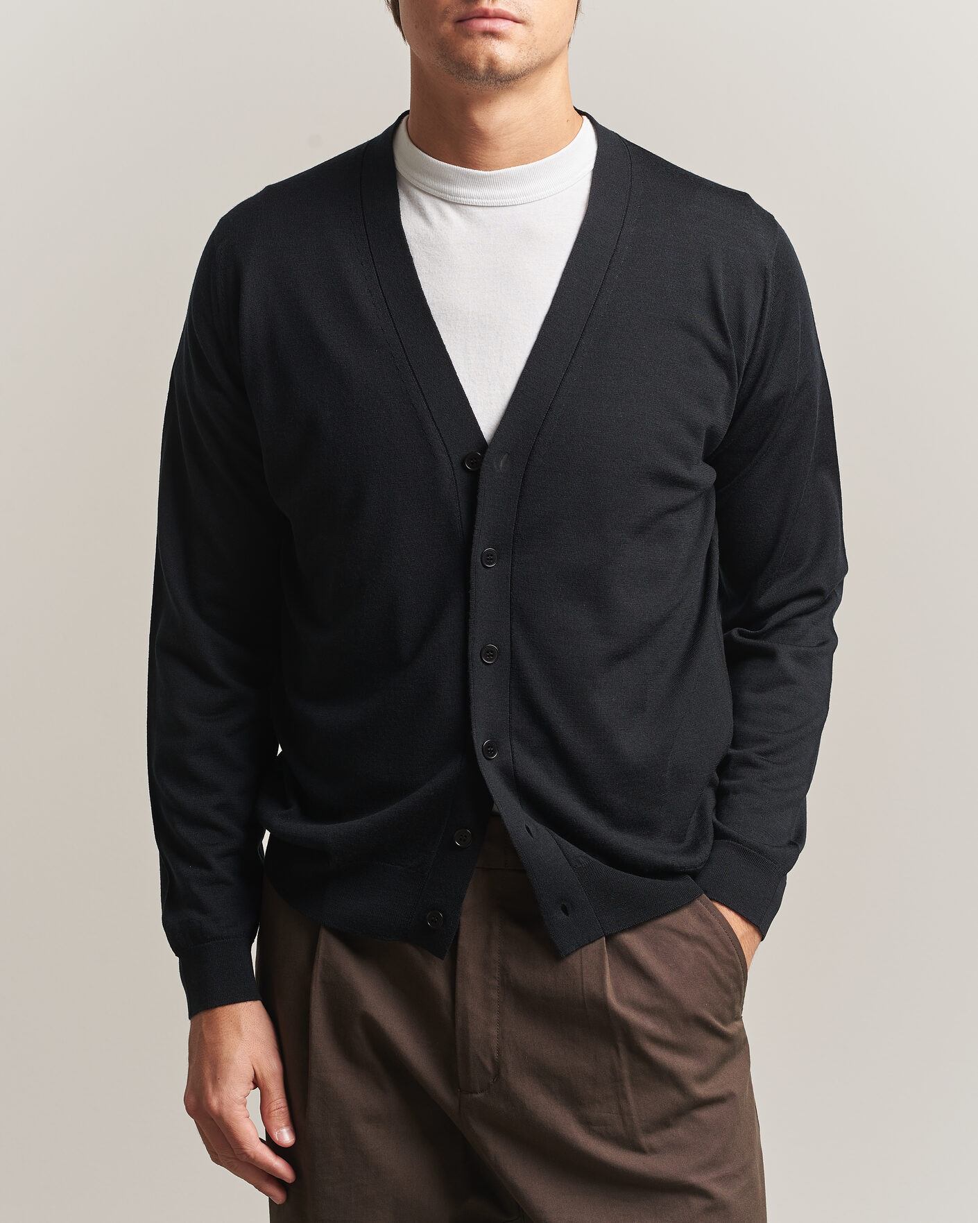 Uomini | Maglieria | John Smedley | Bradrick Extra Fine Merino Cardigan Black
