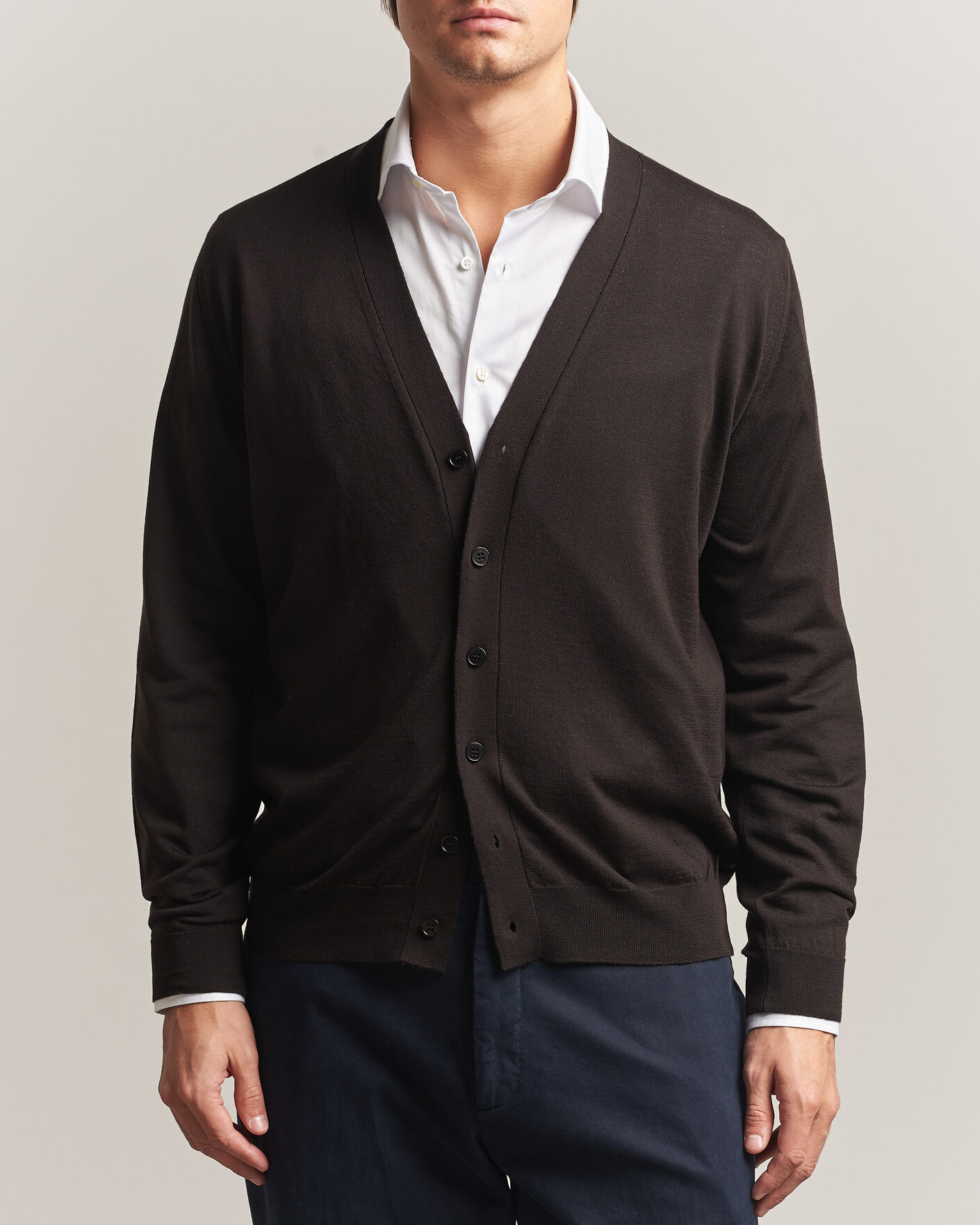 Uomini | Maglieria | John Smedley | Bradrick Extra Fine Merino Cardigan Faulkner Brown