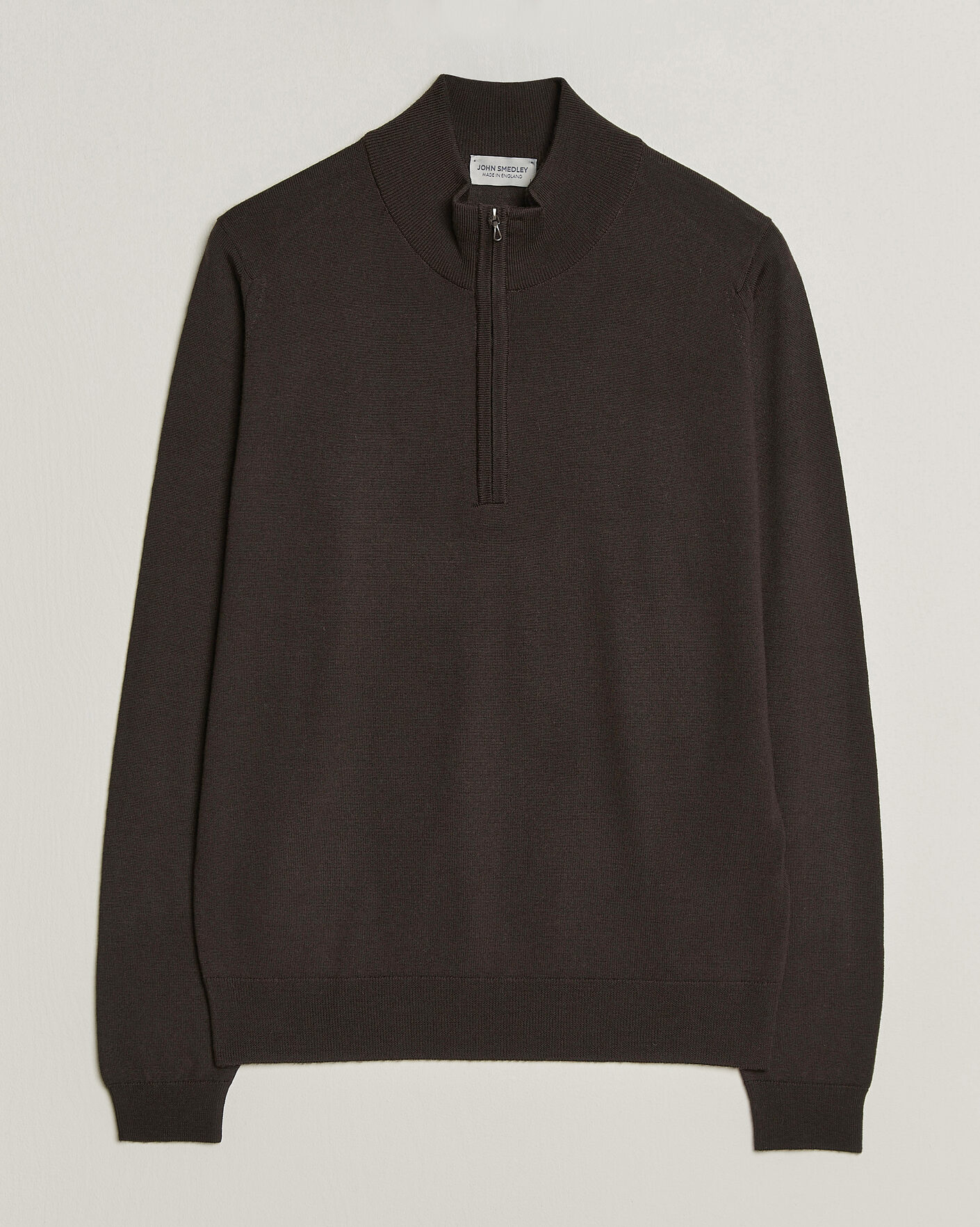 Uomini | Maglieria | John Smedley | Tapton Extra Fine Merino Half Zip Faulkner Brown