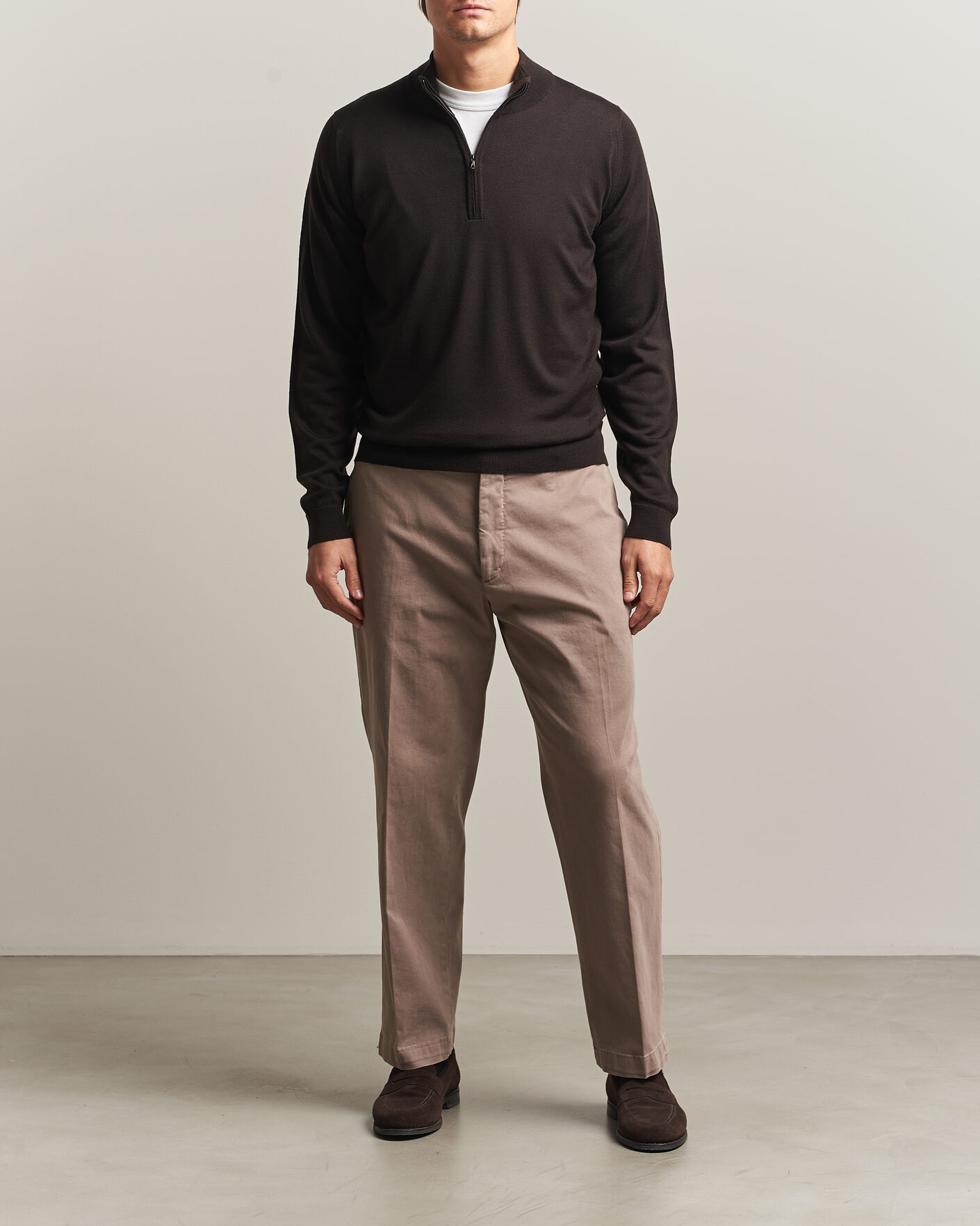 Uomini | Maglieria | John Smedley | Tapton Extra Fine Merino Half Zip Faulkner Brown