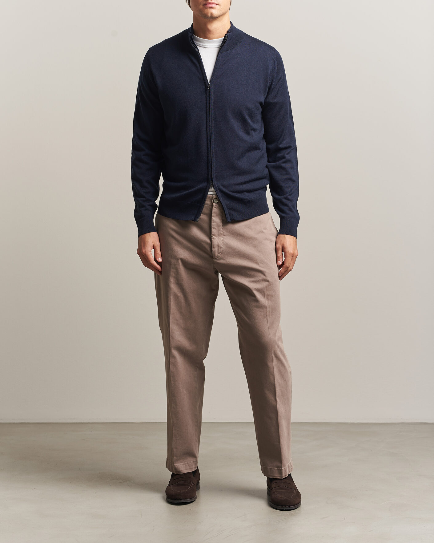 Uomini | Maglieria | John Smedley | Claygate Extra Fine Merino Full Zip Midnight