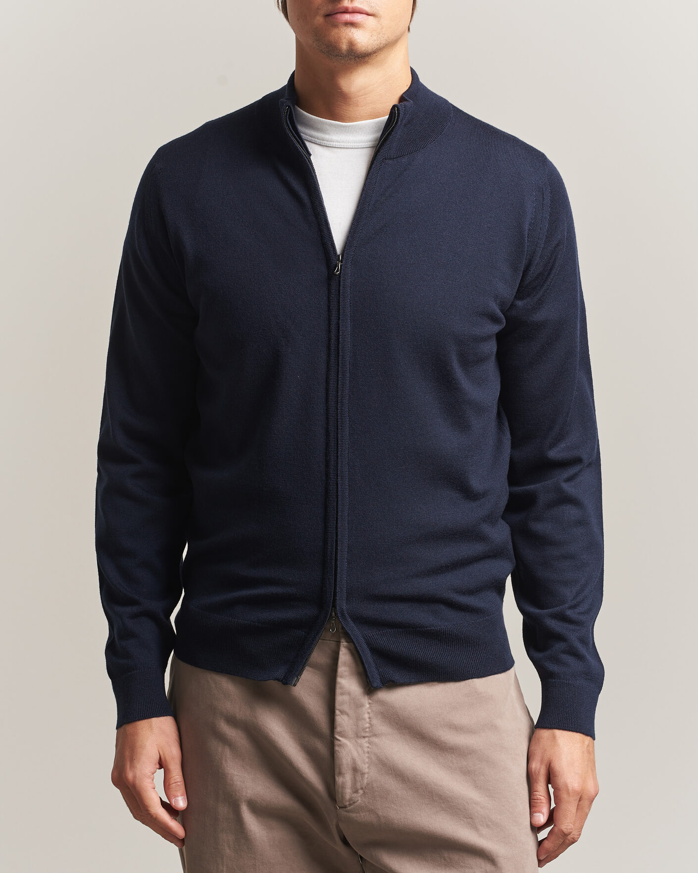 Uomini | Maglieria | John Smedley | Claygate Extra Fine Merino Full Zip Midnight