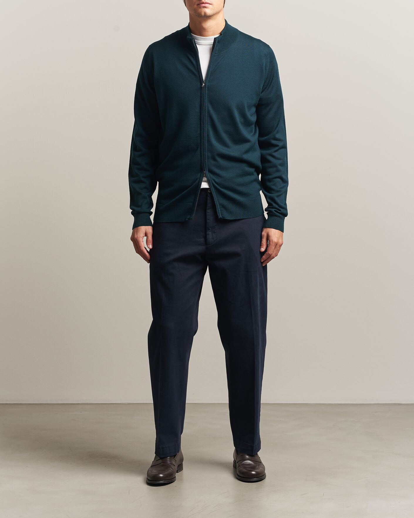 Uomini | Maglieria | John Smedley | Claygate Extra Fine Merino Full Zip Richardson Green