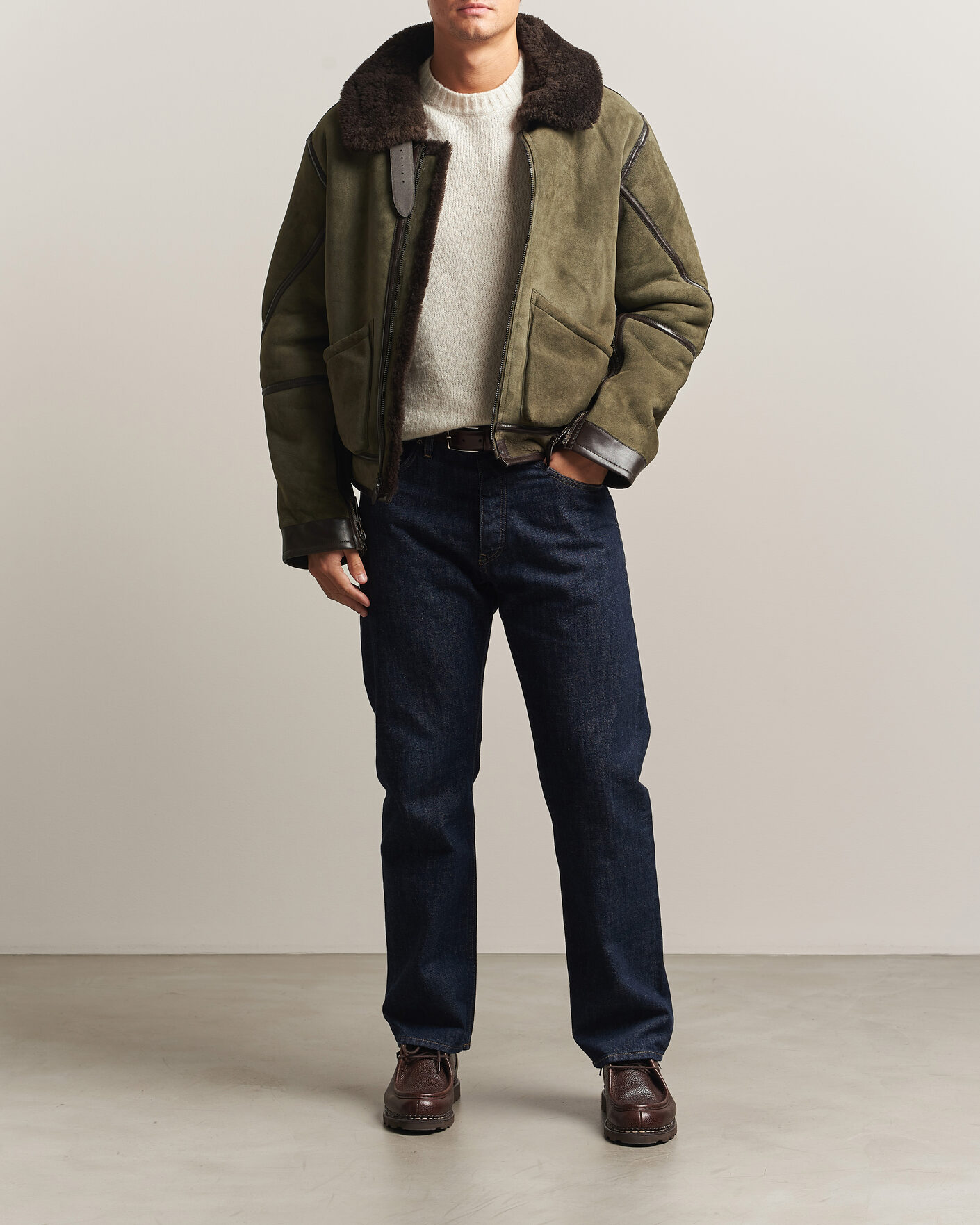 Uomini | Giacche | Polo Ralph Lauren | Suede Leather Flight Jacket Myrtle Green