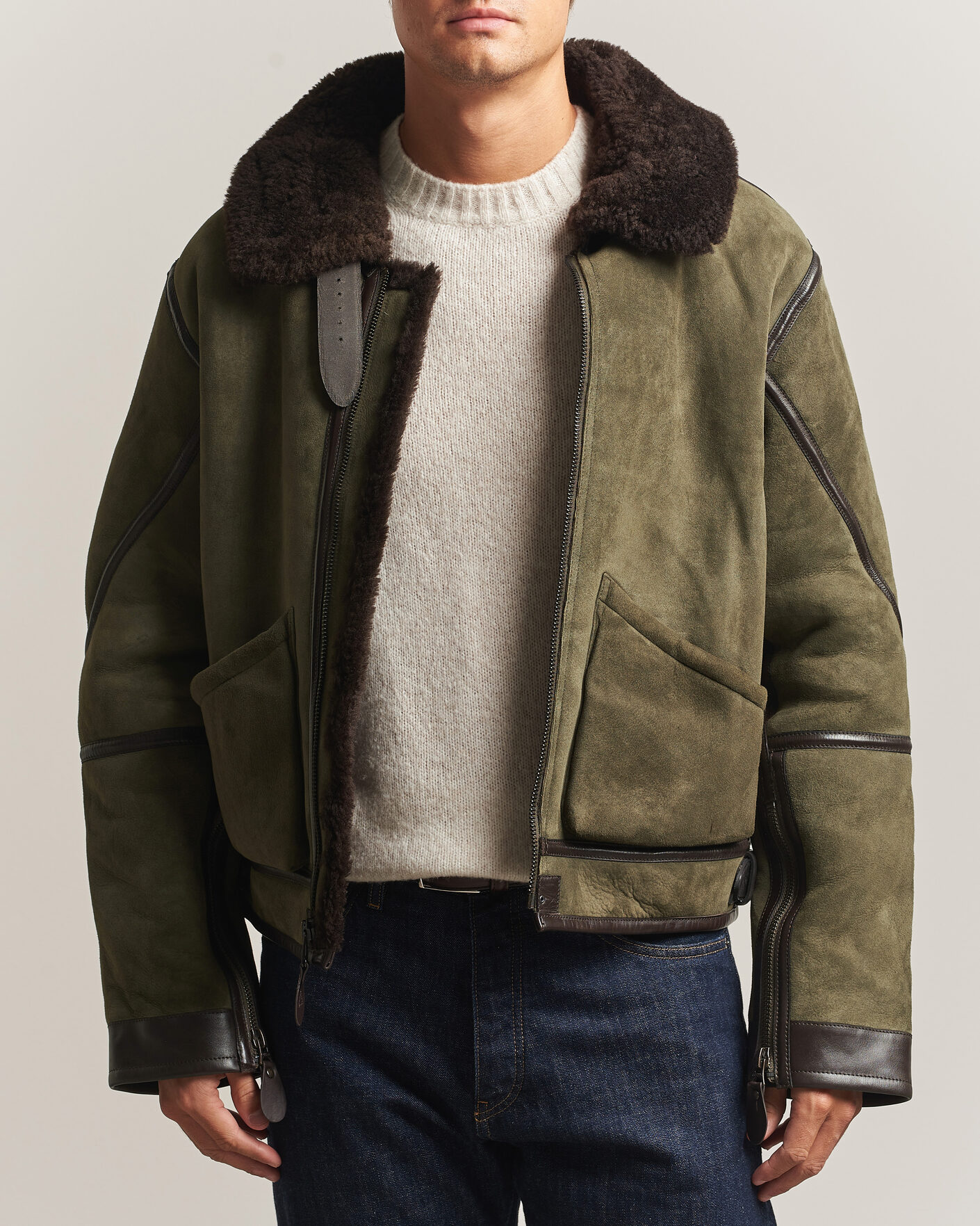 Uomini | Giacche | Polo Ralph Lauren | Suede Leather Flight Jacket Myrtle Green
