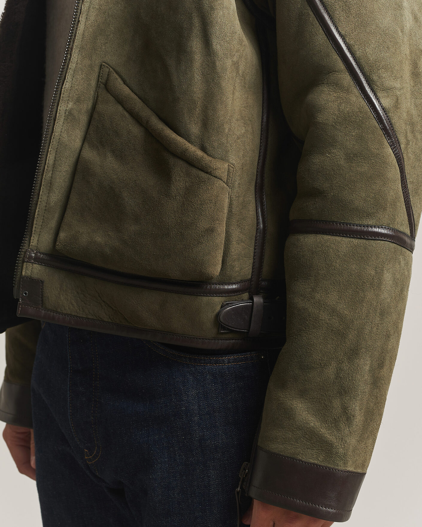 Uomini | Giacche | Polo Ralph Lauren | Suede Leather Flight Jacket Myrtle Green