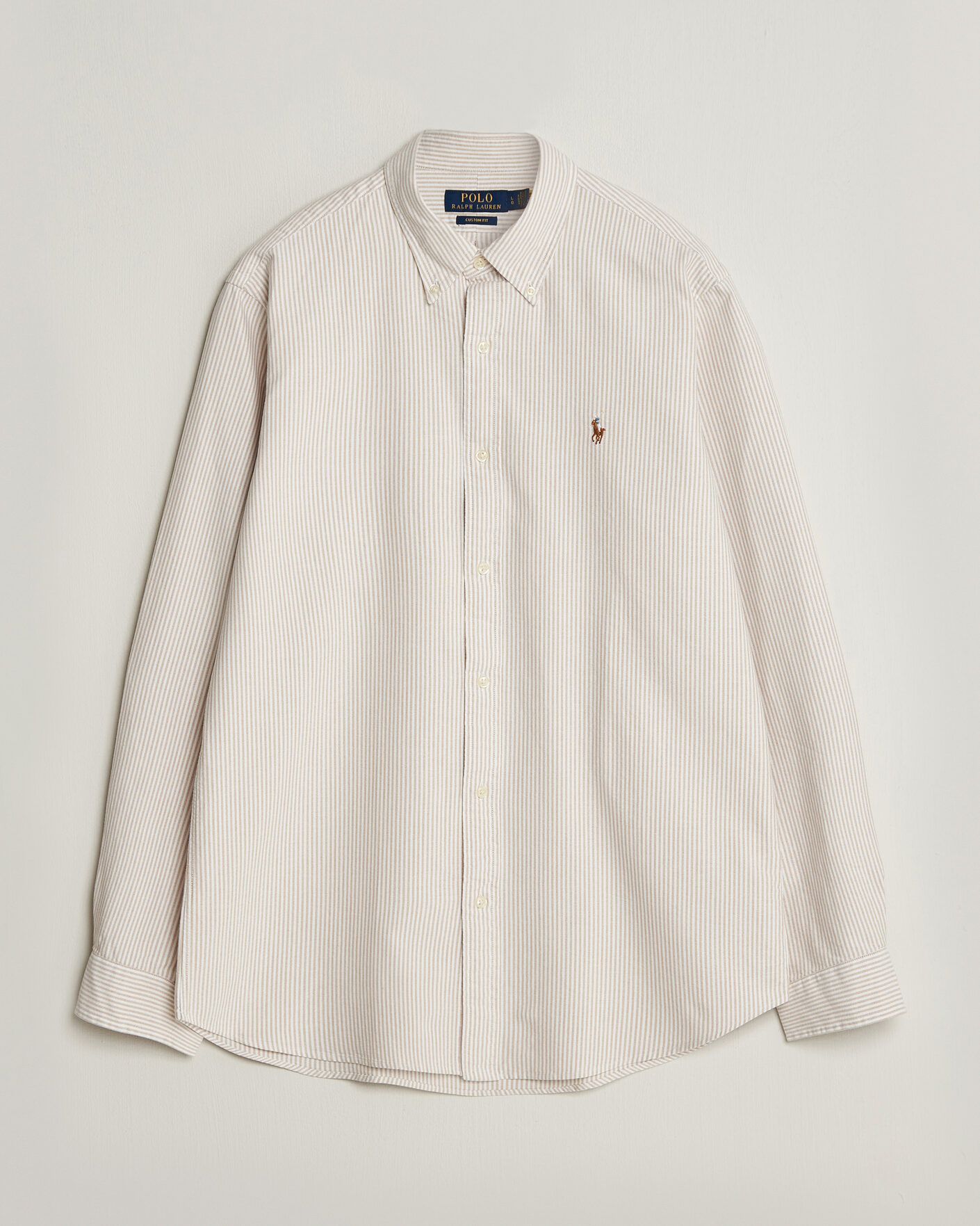 Uomini | Camicie | Polo Ralph Lauren | Custom Fit Striped Oxford Shirt Camel/White