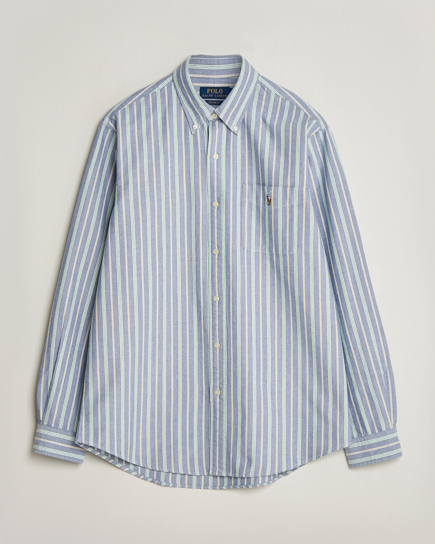 Uomini | Camicie | Polo Ralph Lauren | Custom Fit Striped Pocket Oxford Shirt Navy/Yellow