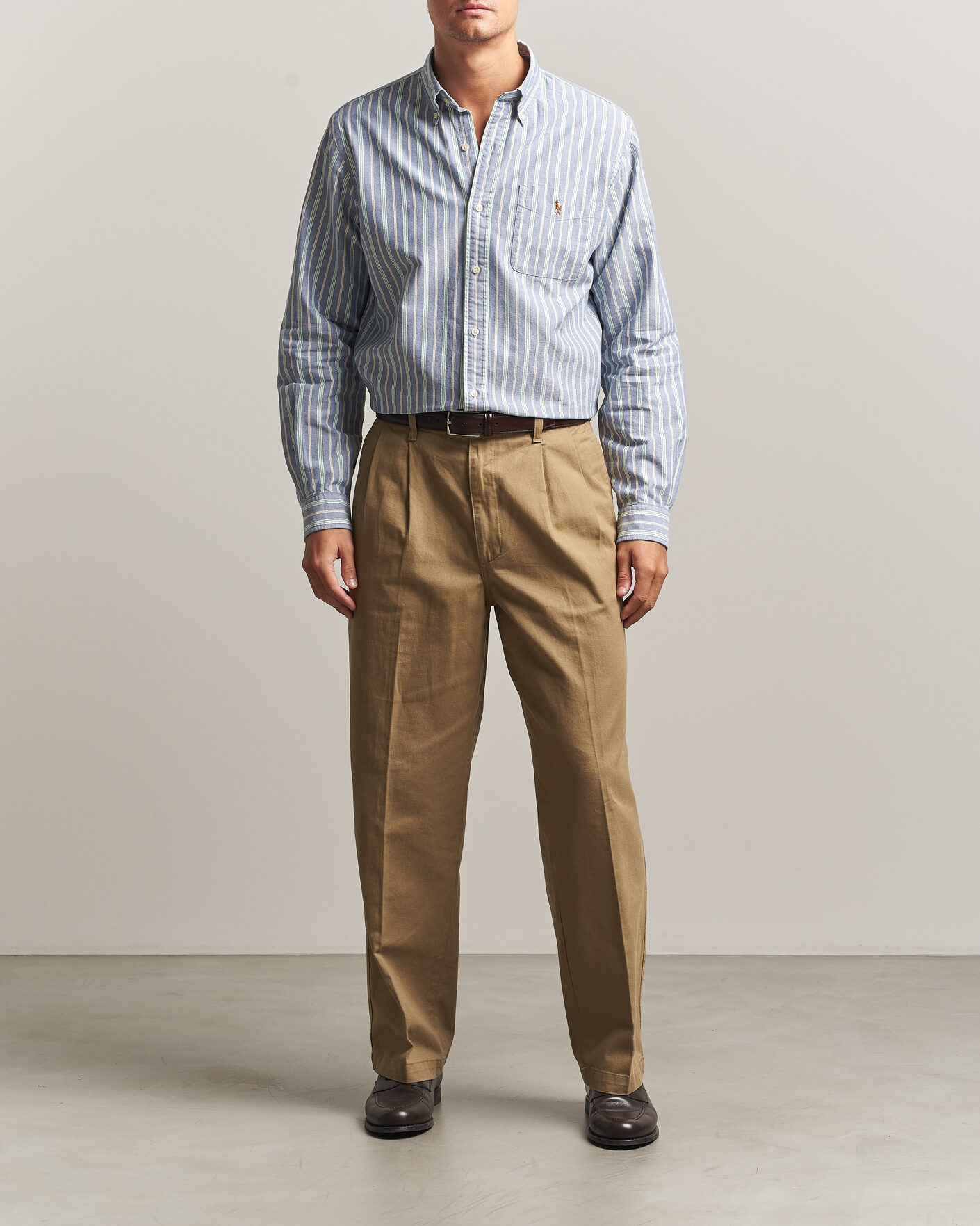 Uomini | Camicie | Polo Ralph Lauren | Custom Fit Striped Pocket Oxford Shirt Navy/Yellow
