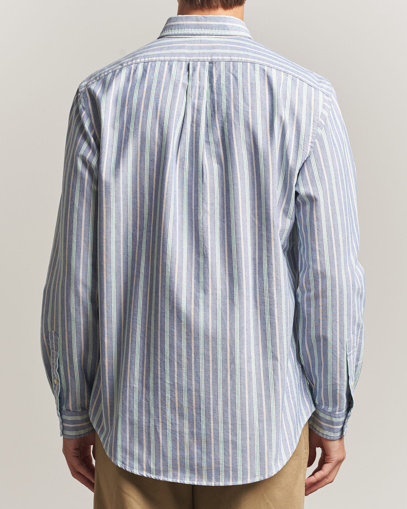 Uomini | Camicie | Polo Ralph Lauren | Custom Fit Striped Pocket Oxford Shirt Navy/Yellow