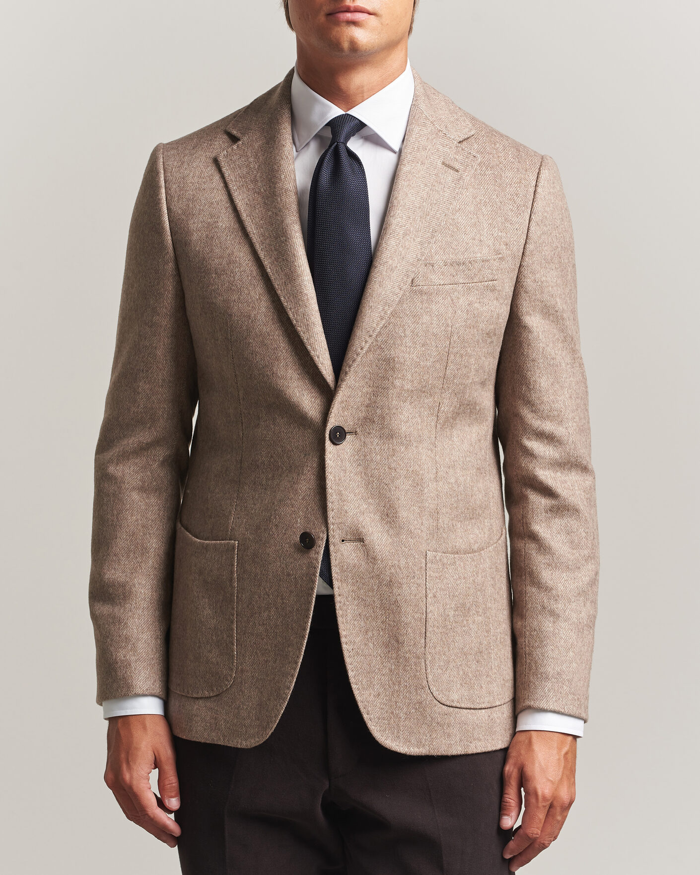 Uomini | Blazers | Morris | Soft Herringbone Blazer Khaki