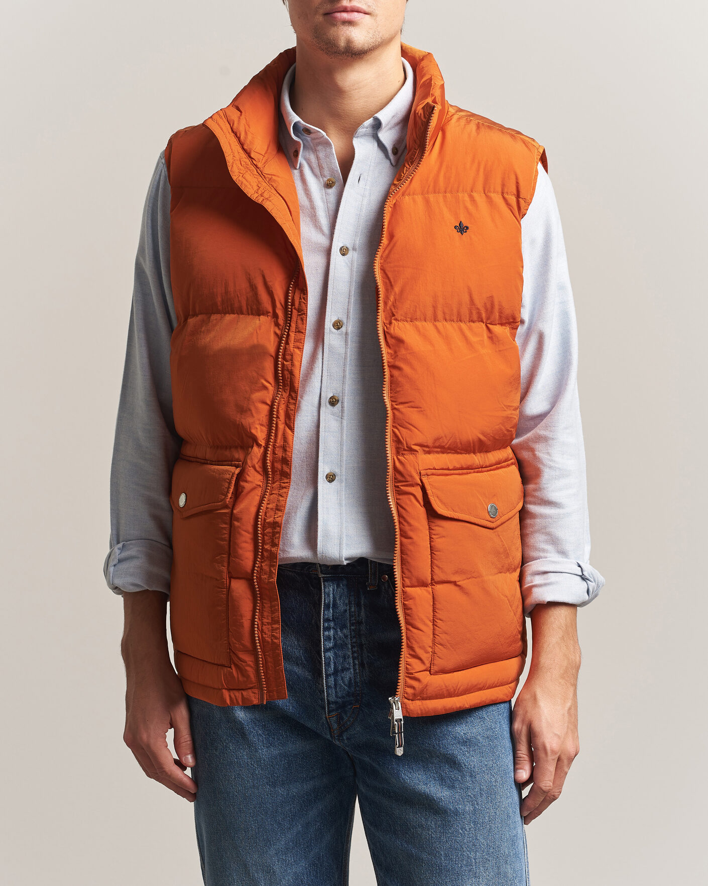 Uomini | Gilet | Morris | Lennox Puffer Vest Orange