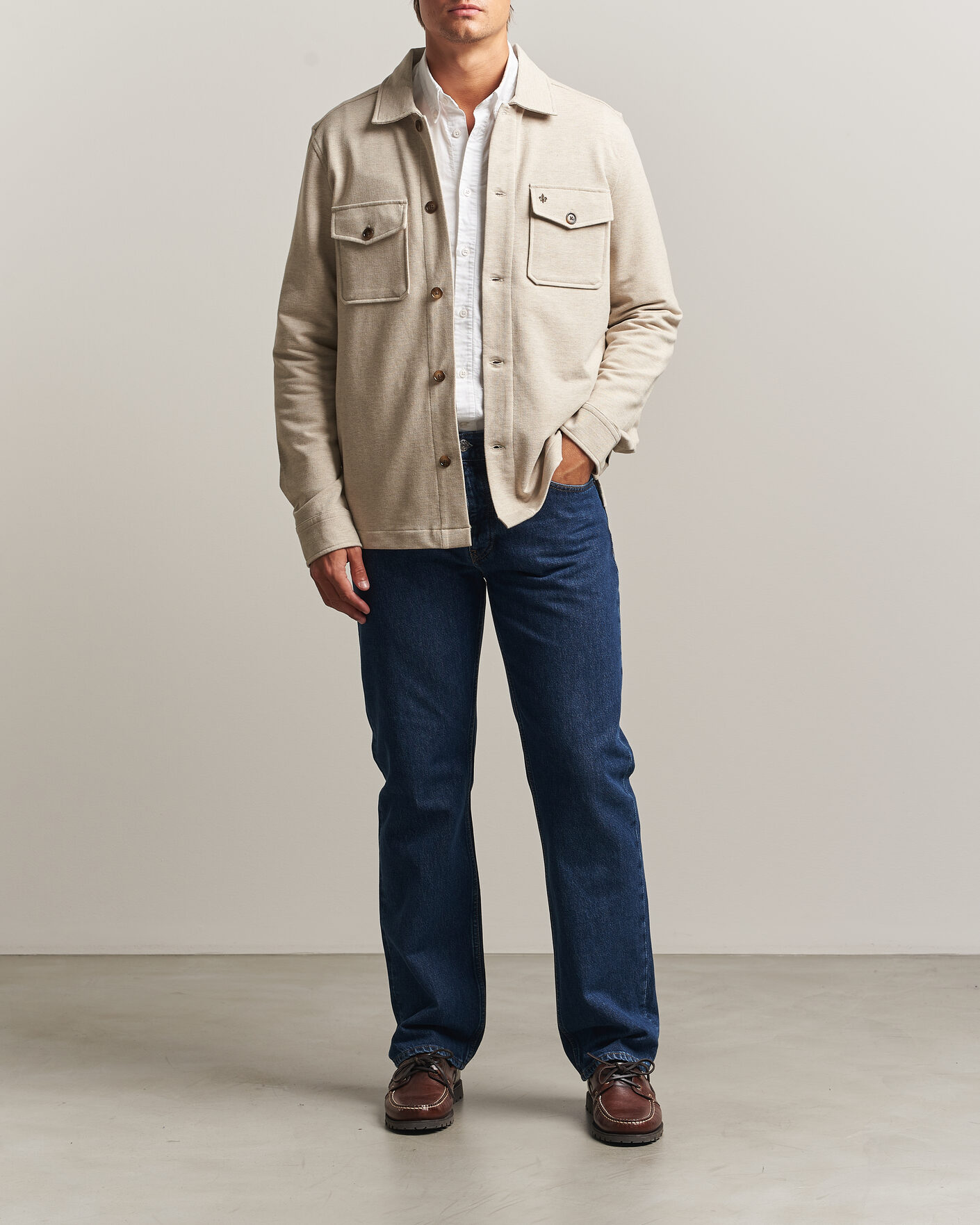 Uomini | Camicie | Morris | Andrew Jersey Overshirt Khaki