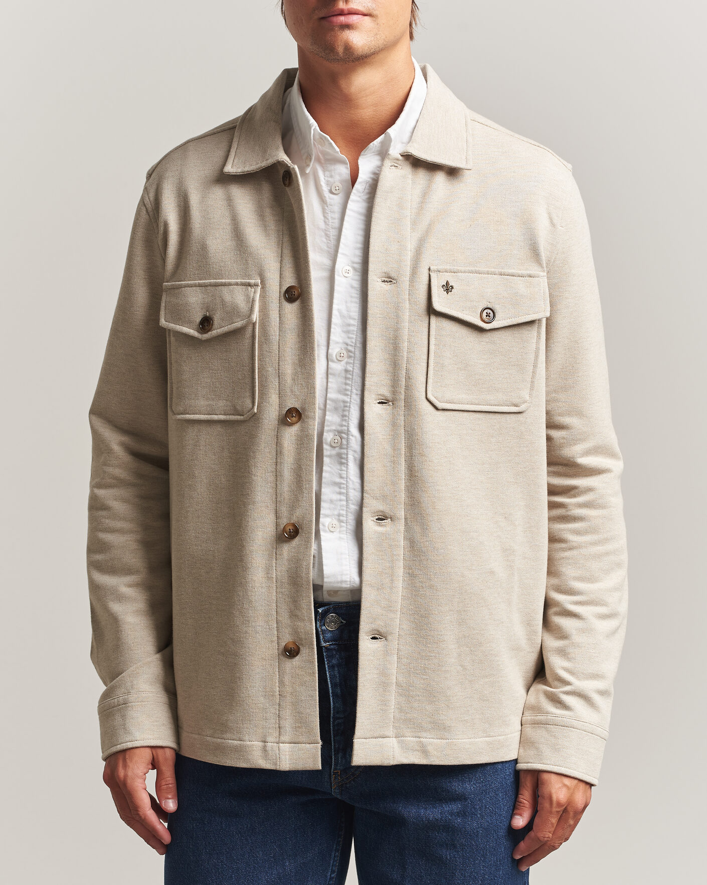Uomini | Camicie | Morris | Andrew Jersey Overshirt Khaki