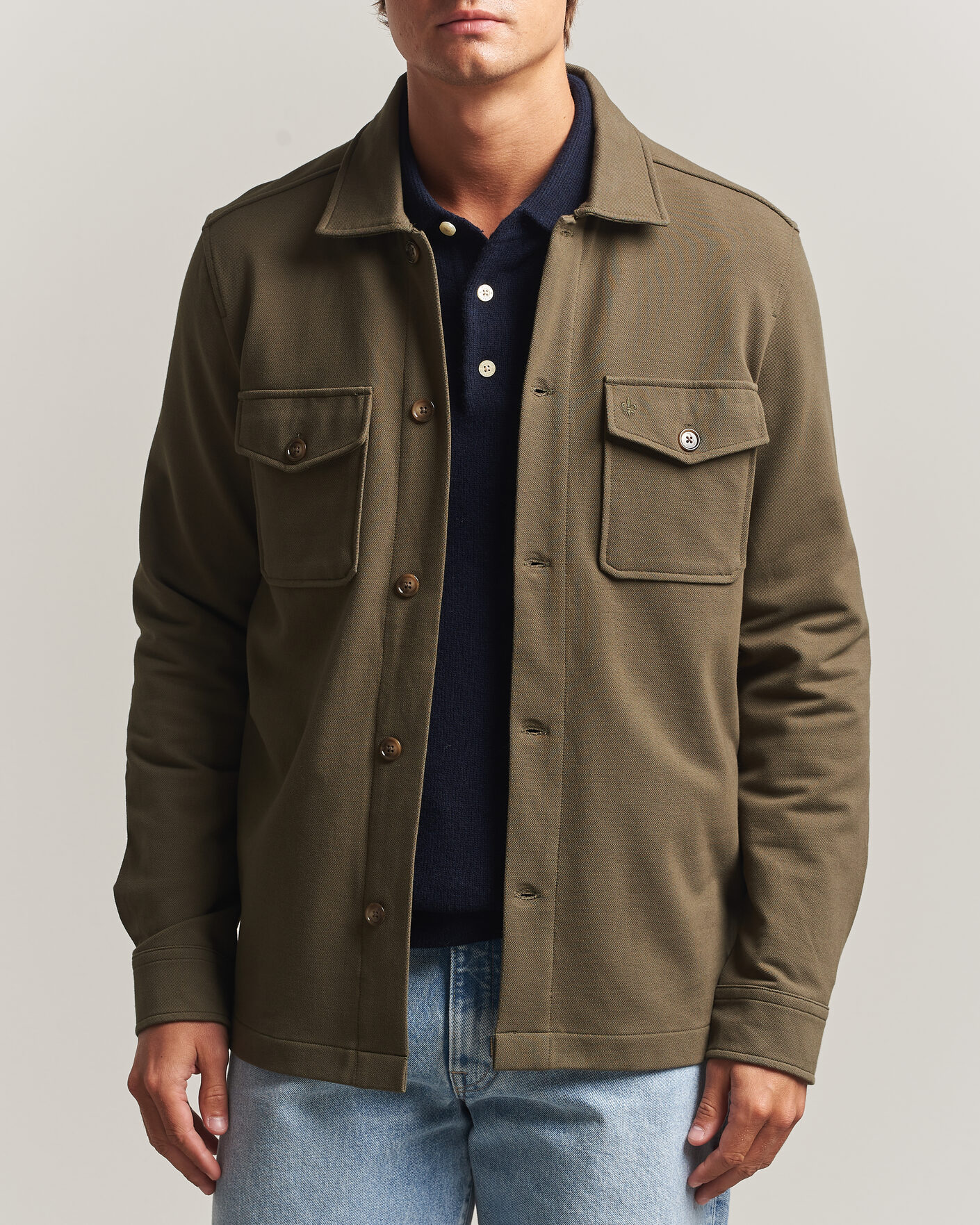 Uomini | Camicie | Morris | Andrew Jersey Overshirt Olive