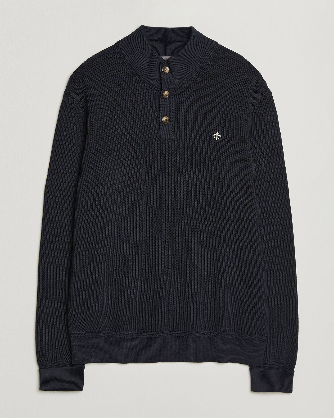 Uomini | Maglieria | Morris | Niall Half Button Sweater Old Blue