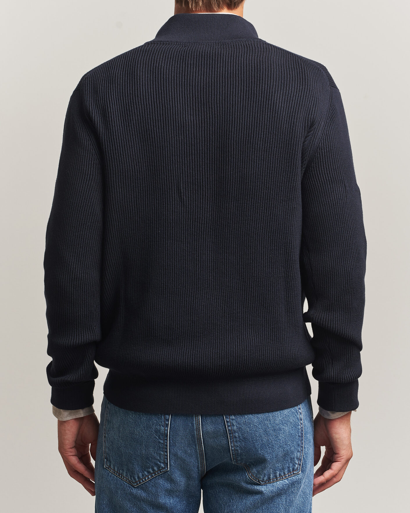 Uomini | Maglieria | Morris | Niall Half Button Sweater Old Blue