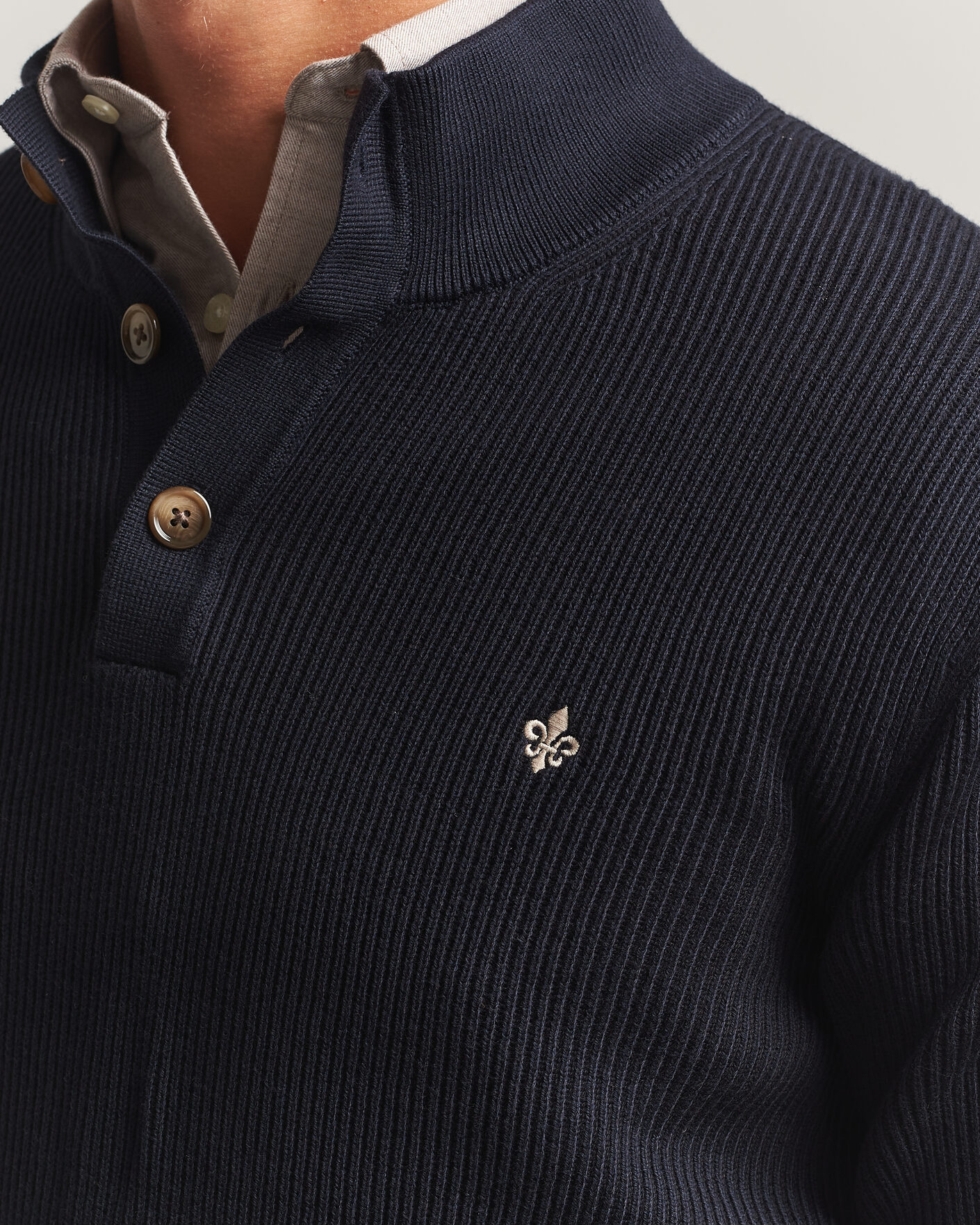 Uomini | Maglieria | Morris | Niall Half Button Sweater Old Blue