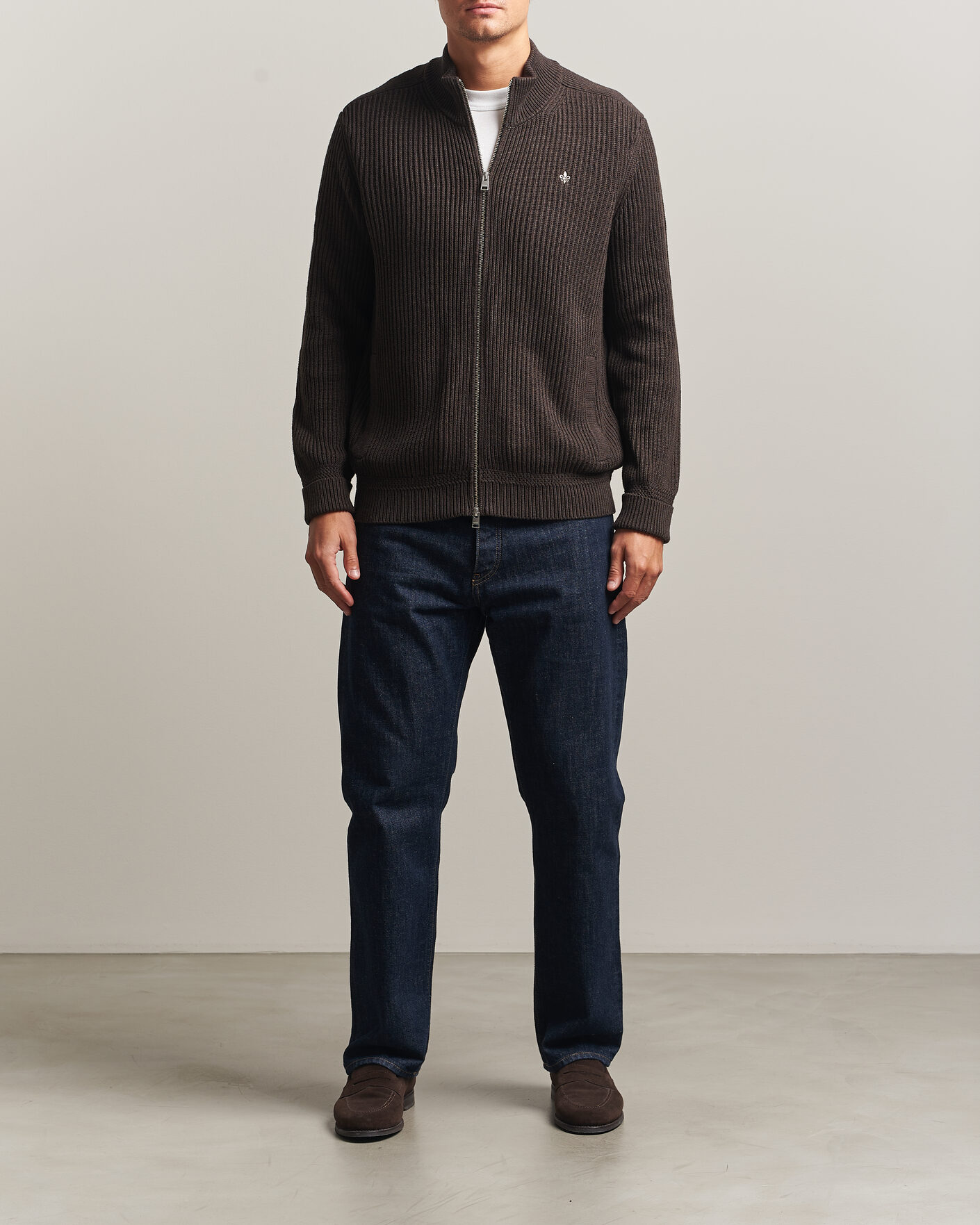 Uomini | Maglieria | Morris | Duncan Zip Cardigan Brown