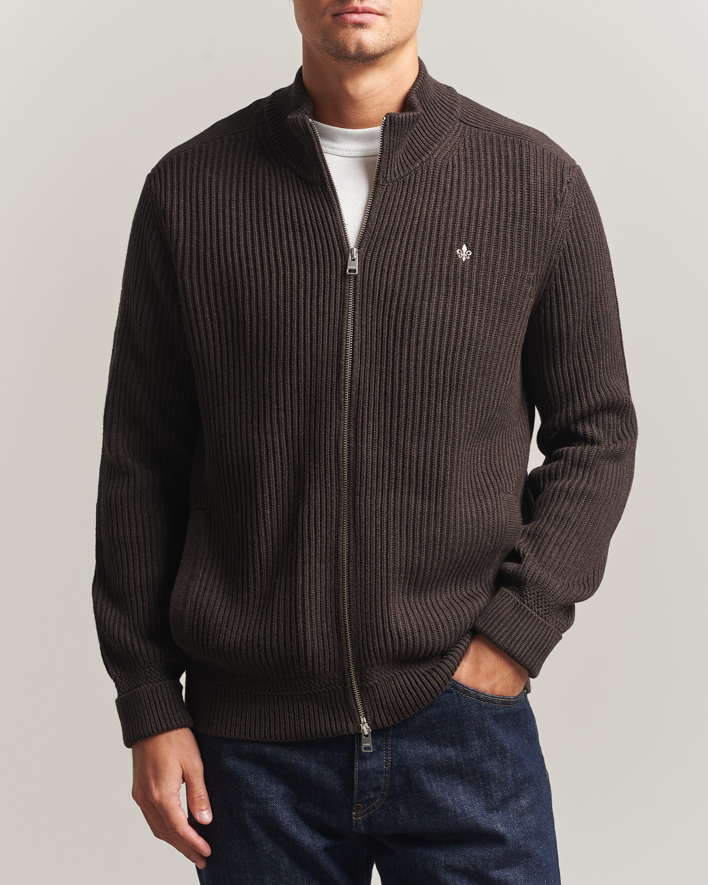 Uomini | Maglieria | Morris | Duncan Zip Cardigan Brown