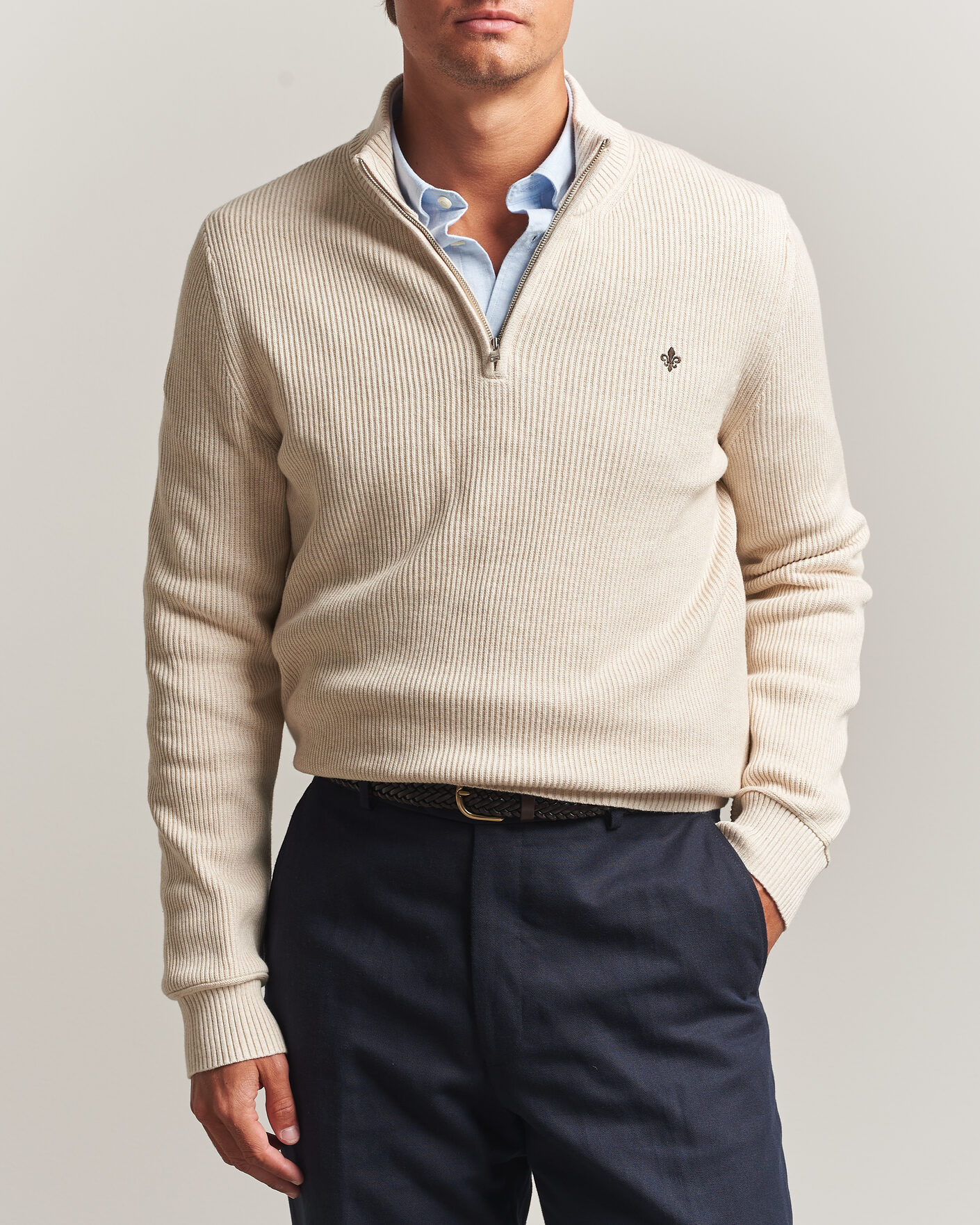 Uomini | Maglieria | Morris | Colin Half Zip Khaki