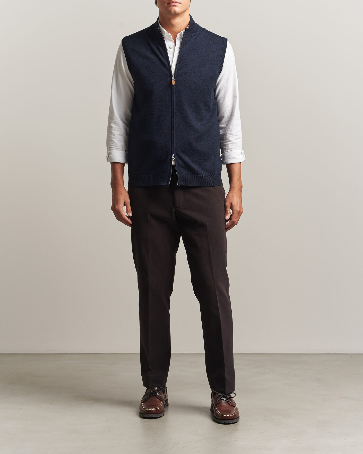 Uomini | Maglieria | Morris | Merino Zip Vest Navy