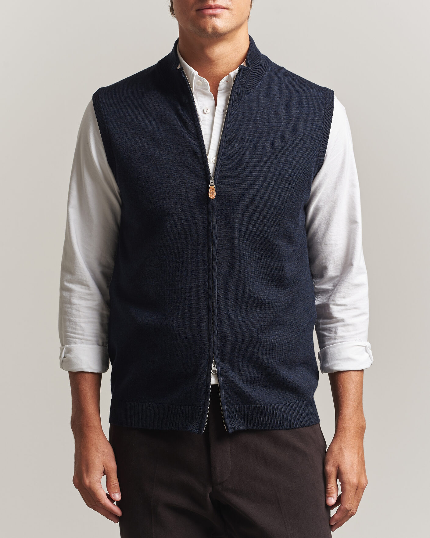 Uomini | Maglieria | Morris | Merino Zip Vest Navy