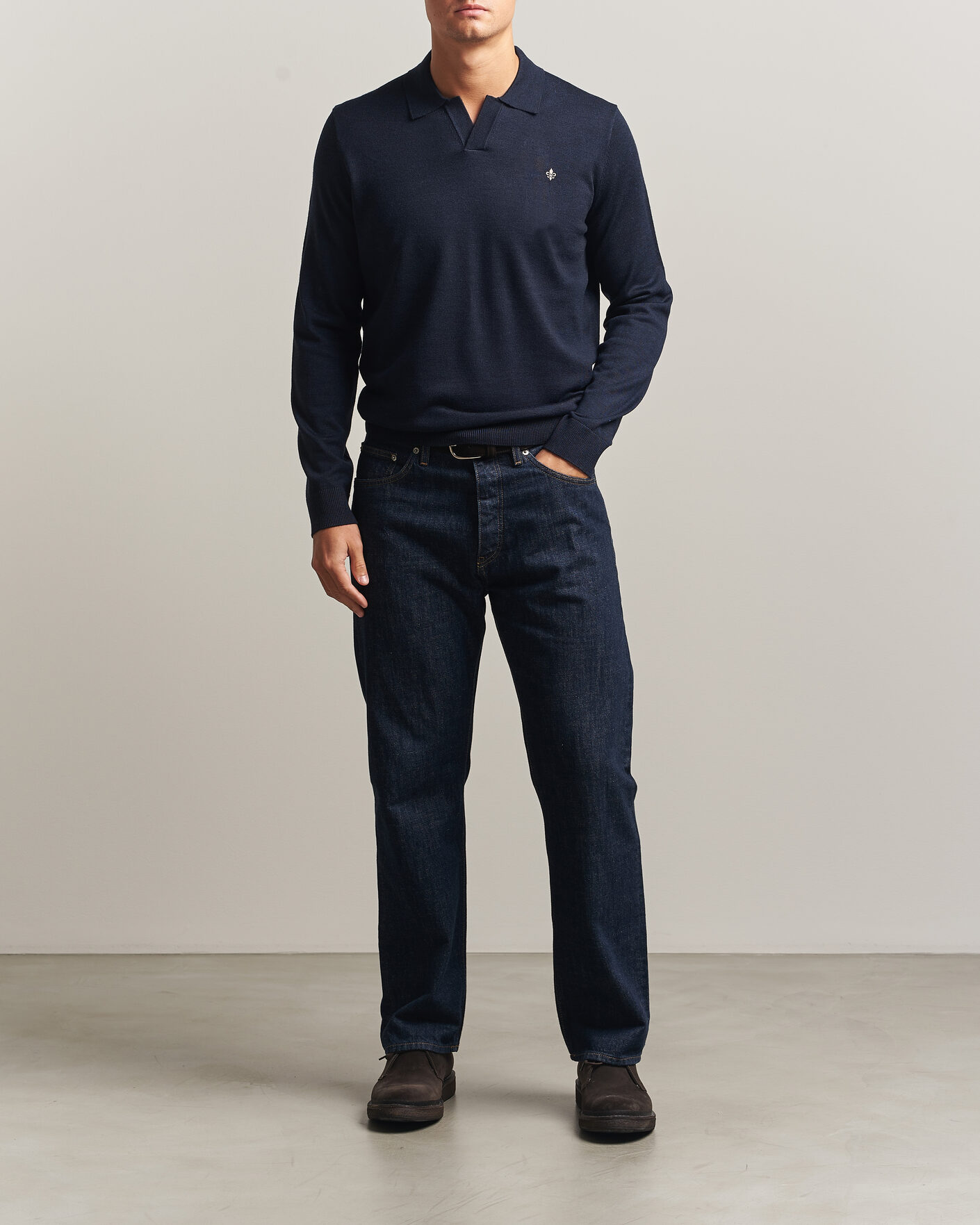 Uomini | Maglieria | Morris | Merino Resort Polo Navy