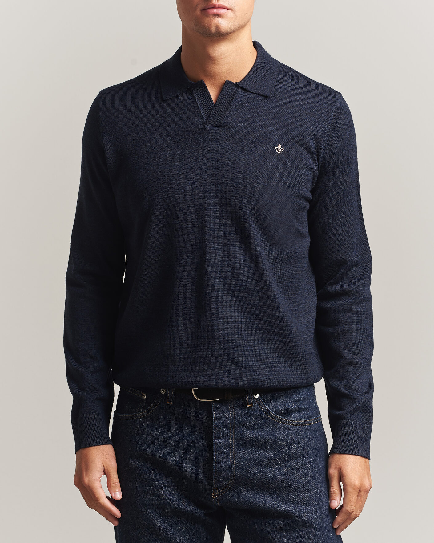 Uomini | Maglieria | Morris | Merino Resort Polo Navy