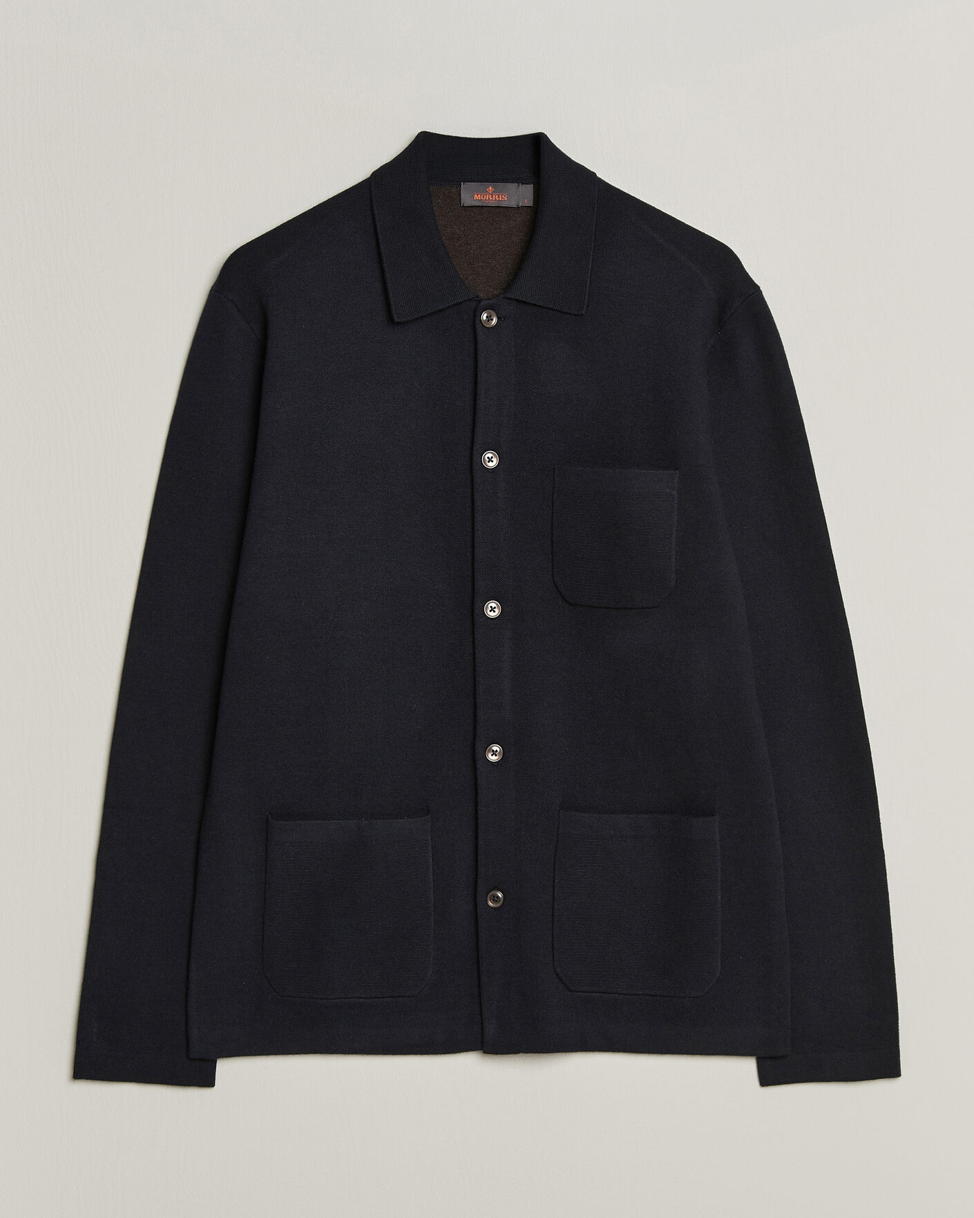 Uomini | Maglieria | Morris | Dudley Knitted Overshirt Navy