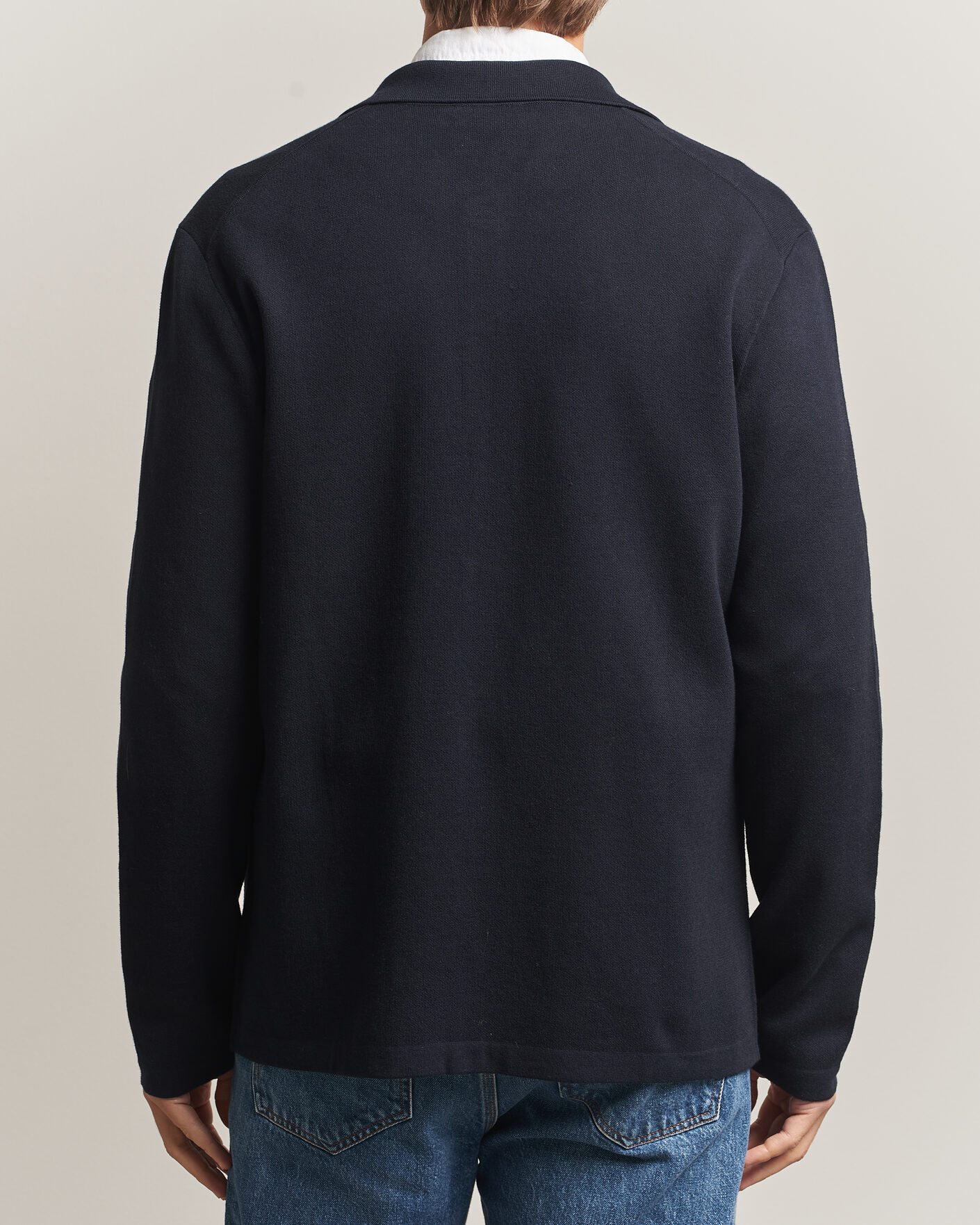 Uomini | Maglieria | Morris | Dudley Knitted Overshirt Navy