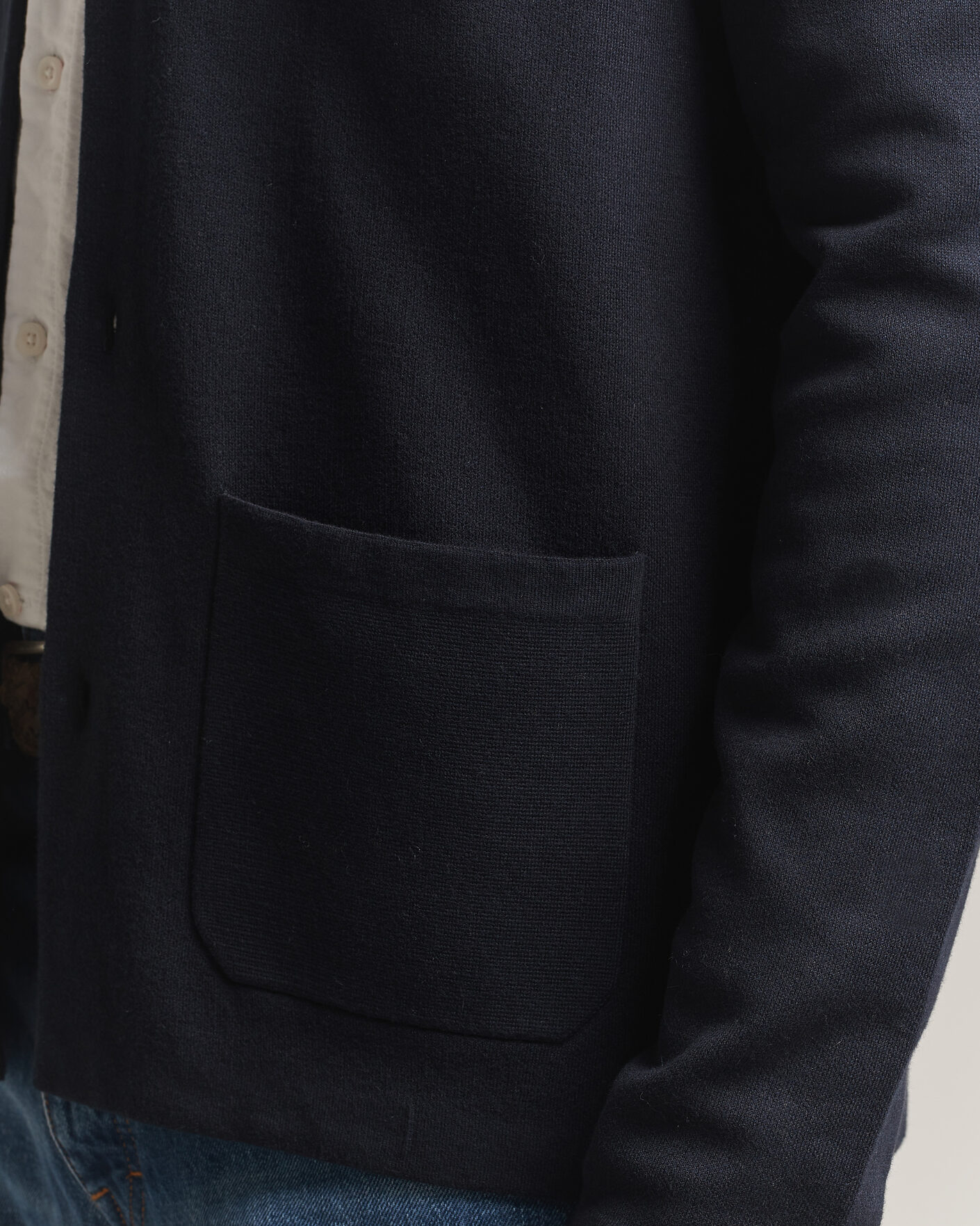 Uomini | Maglieria | Morris | Dudley Knitted Overshirt Navy