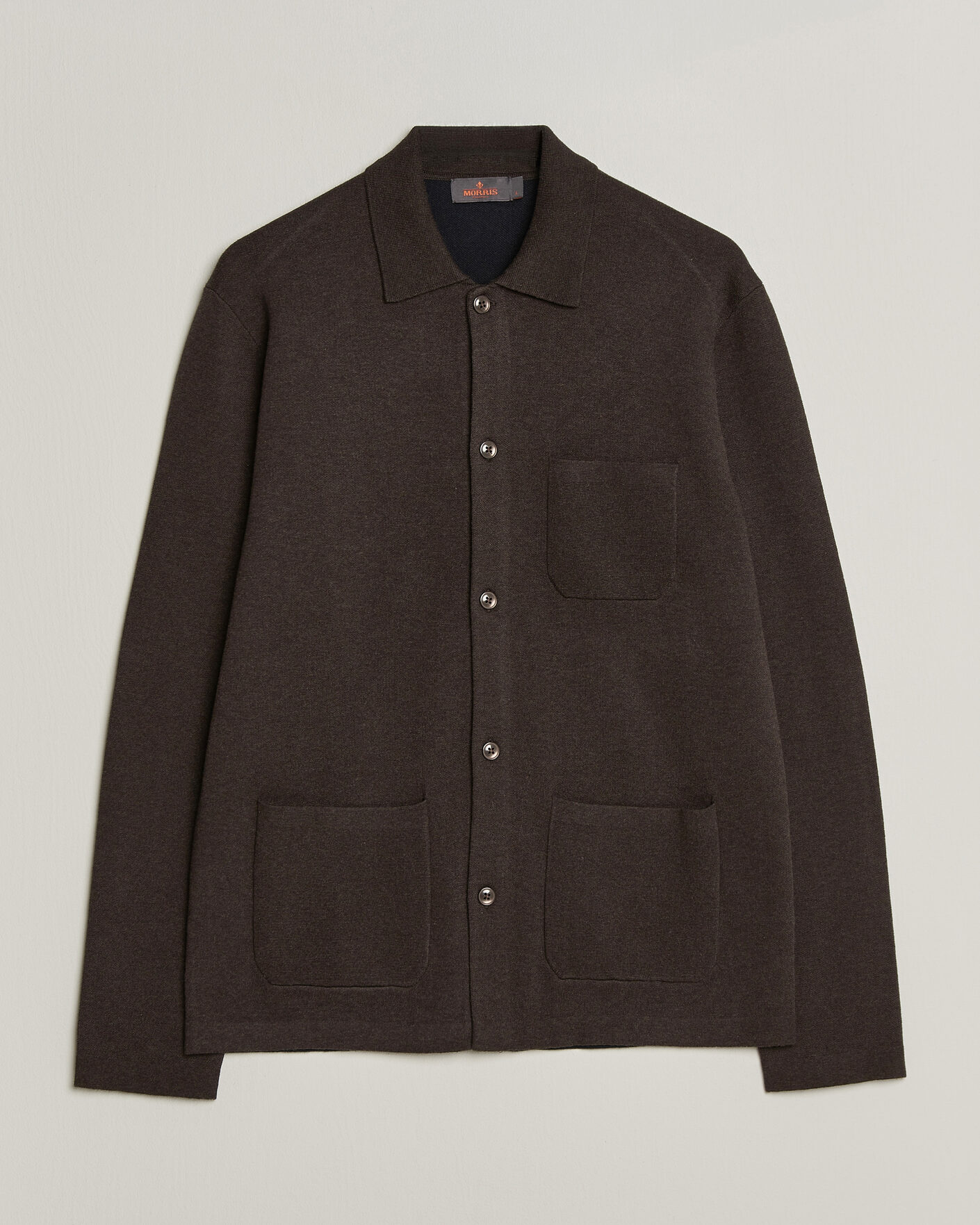 Uomini | Maglieria | Morris | Dudley Knitted Overshirt Brown