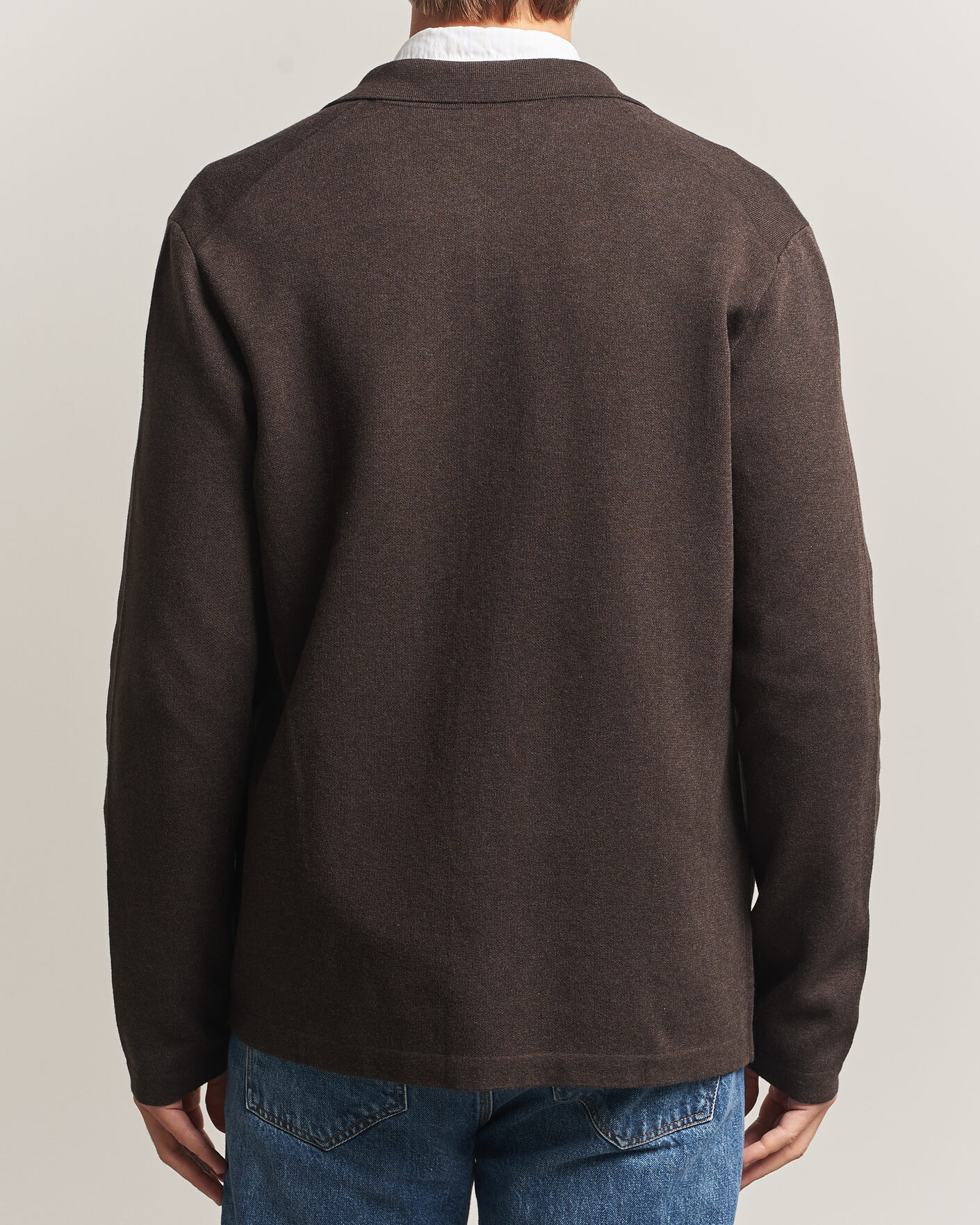 Uomini | Maglieria | Morris | Dudley Knitted Overshirt Brown