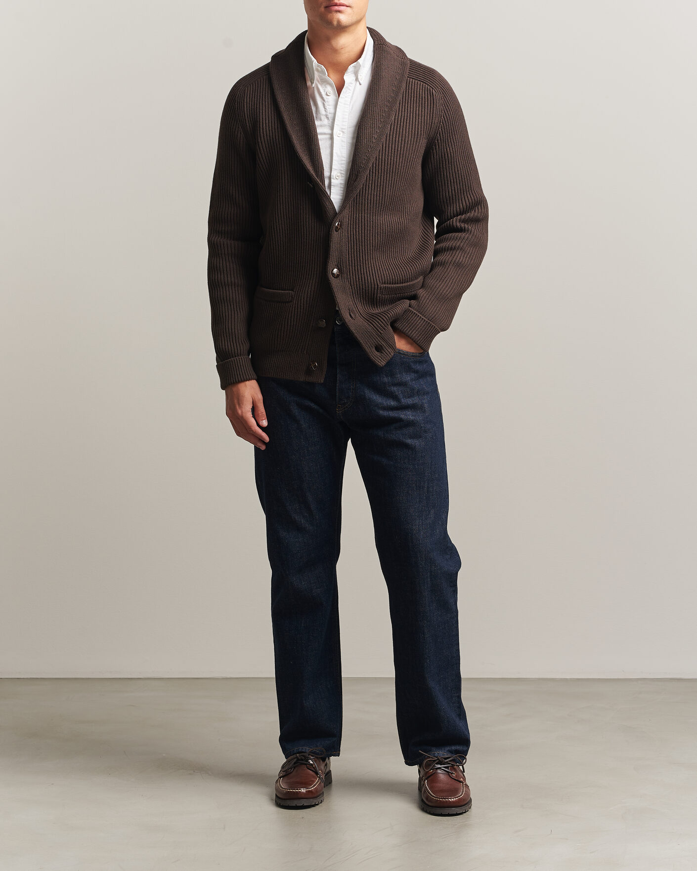 Uomini | Maglieria | Morris | Brayden Shawl Cardigan Brown