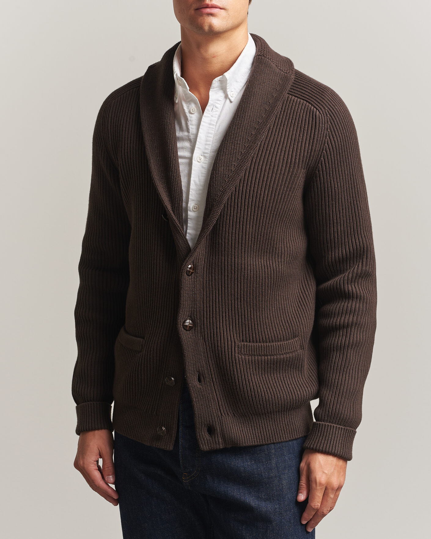 Uomini | Maglieria | Morris | Brayden Shawl Cardigan Brown
