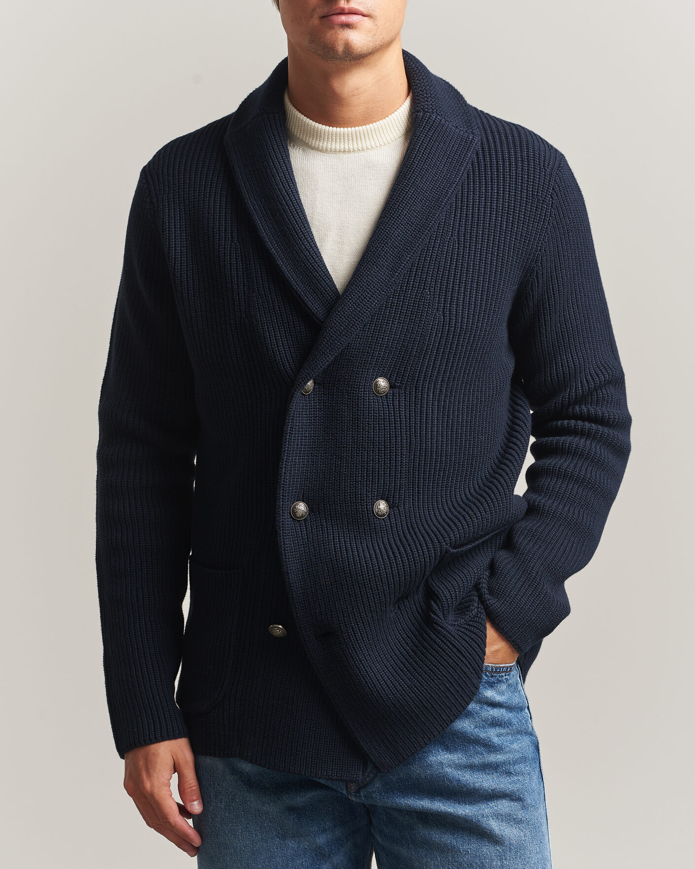 Uomini | Maglieria | Morris | Brayden DB Shawl Cardigan Navy